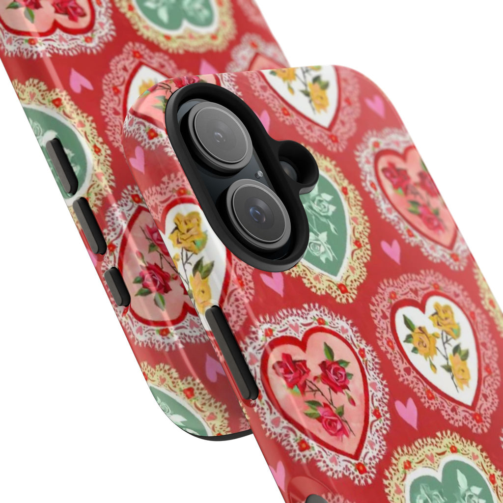 Vintage Floral Heart Tough Phone Case