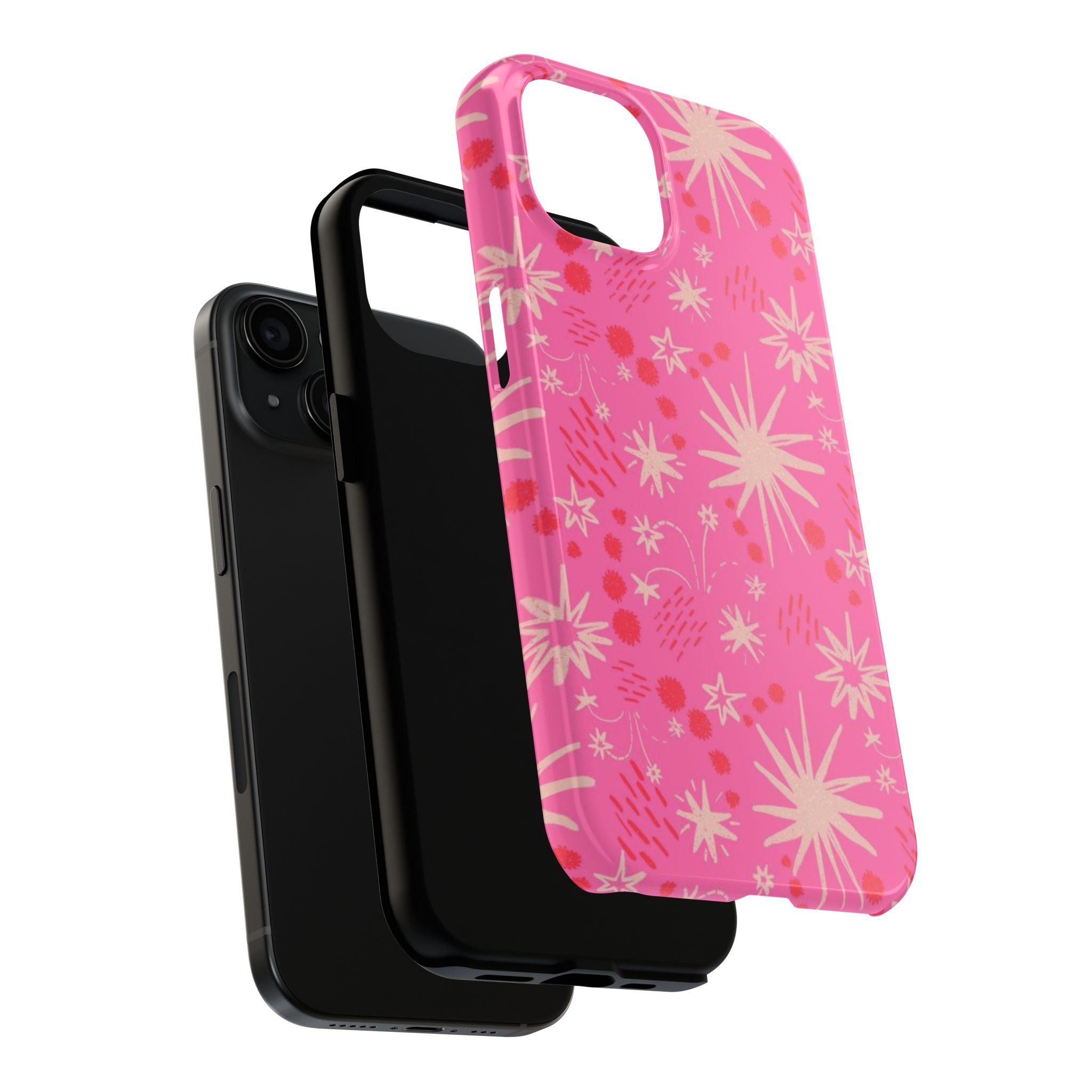 Tough Phone Case — Pink Retro Starburst Floral Protective Cover