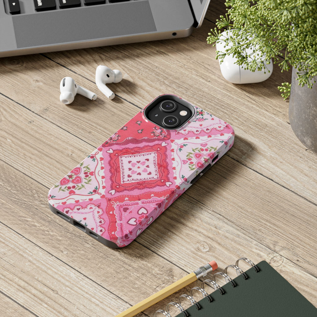 Pink Bandana Heart Tough Phone Case
