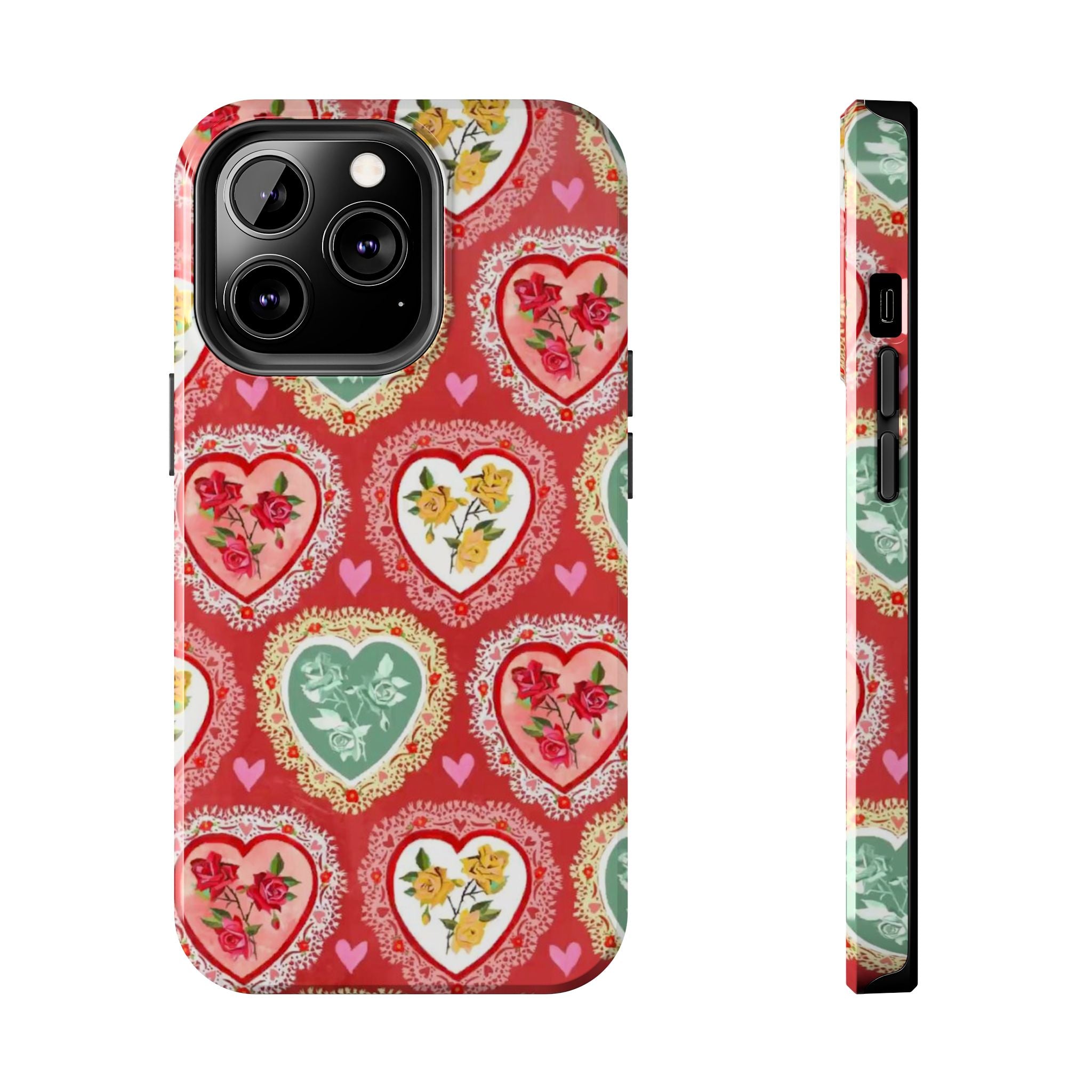 Vintage Floral Heart Tough Phone Case