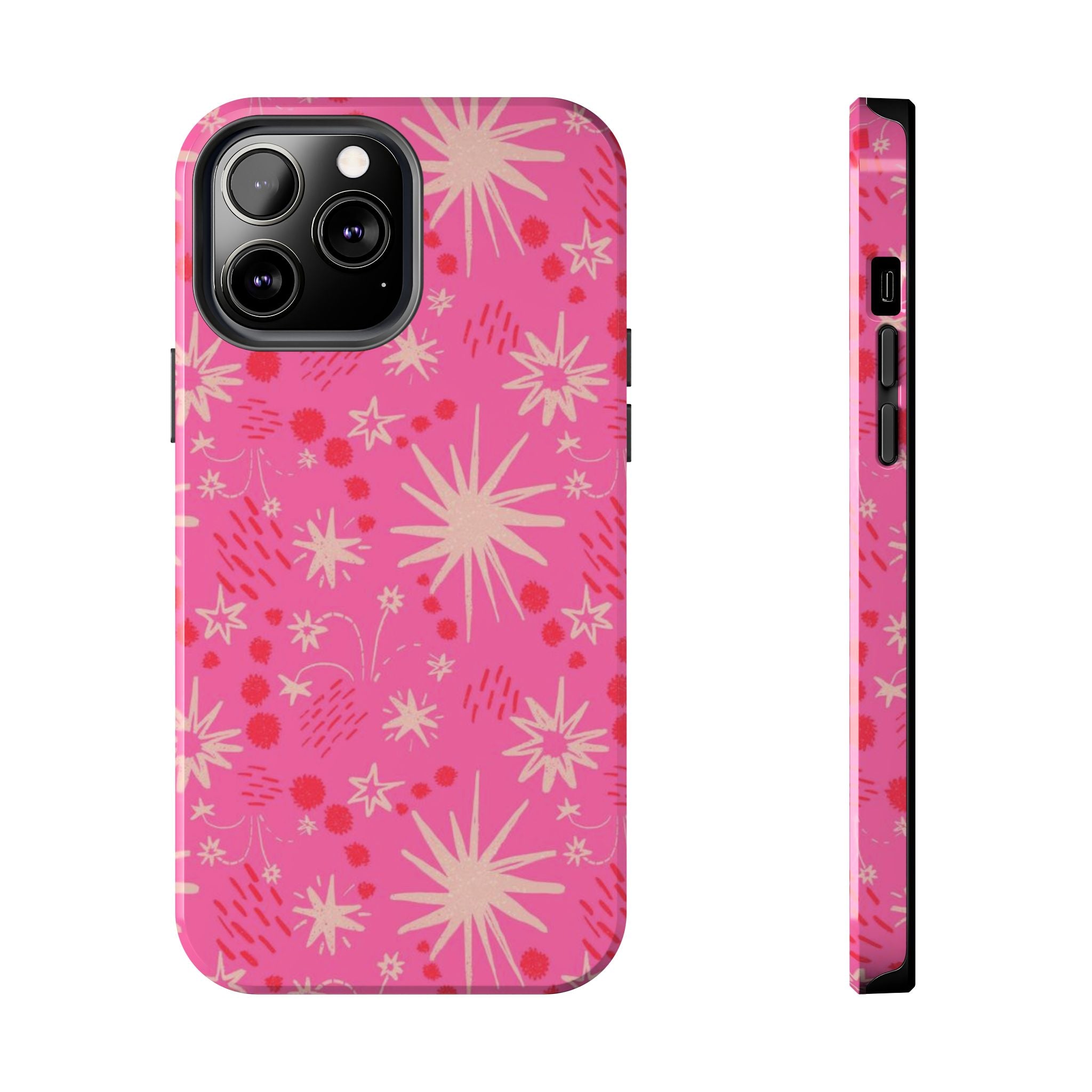 Tough Phone Case — Pink Retro Starburst Floral Protective Cover