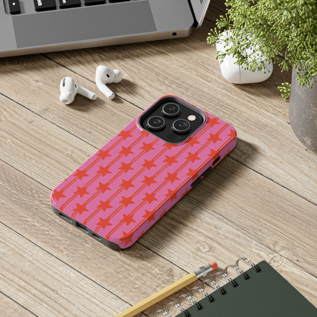 Pink Star Stripe Tough Phone Case