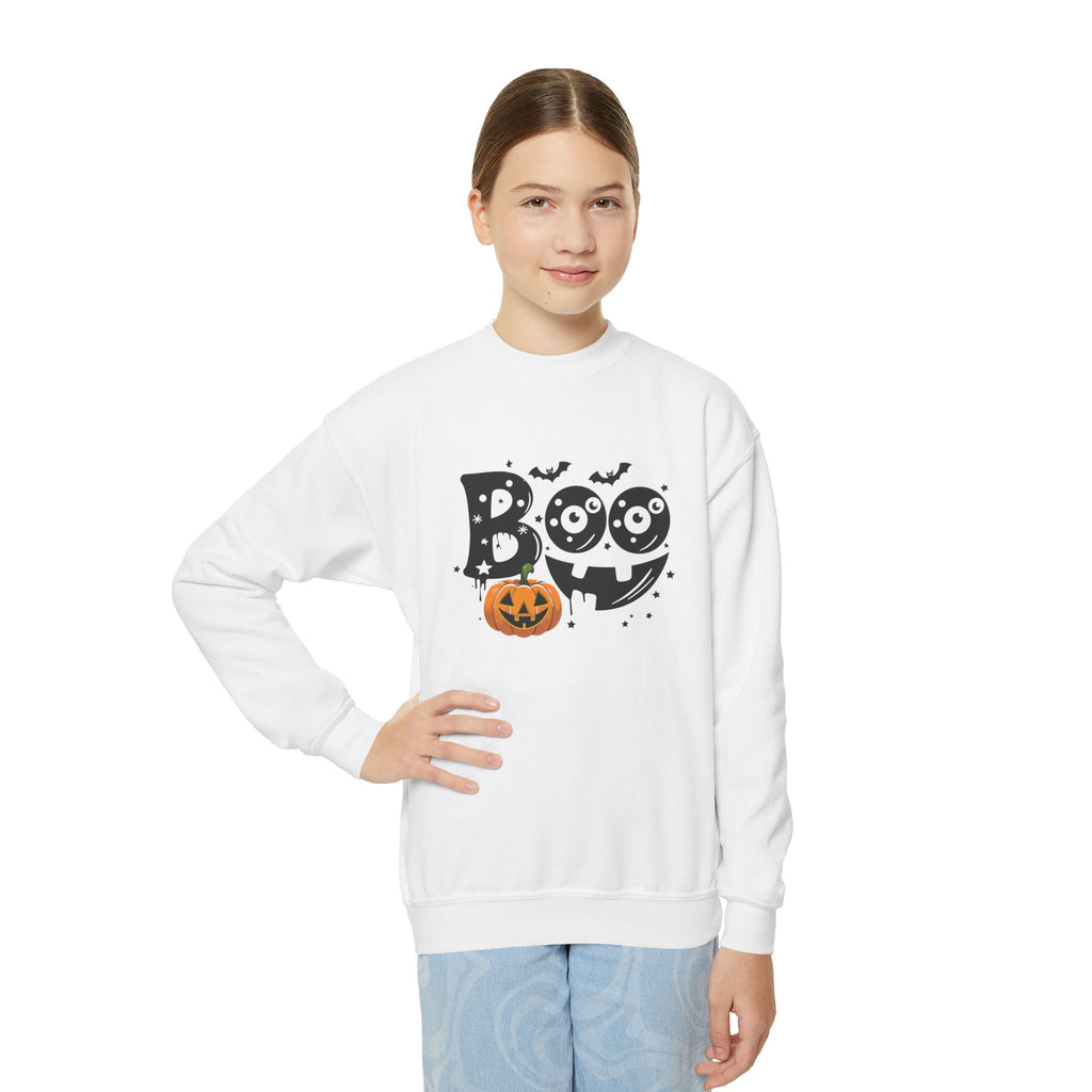 Youth Boo Crewneck Halloween Sweatshirt