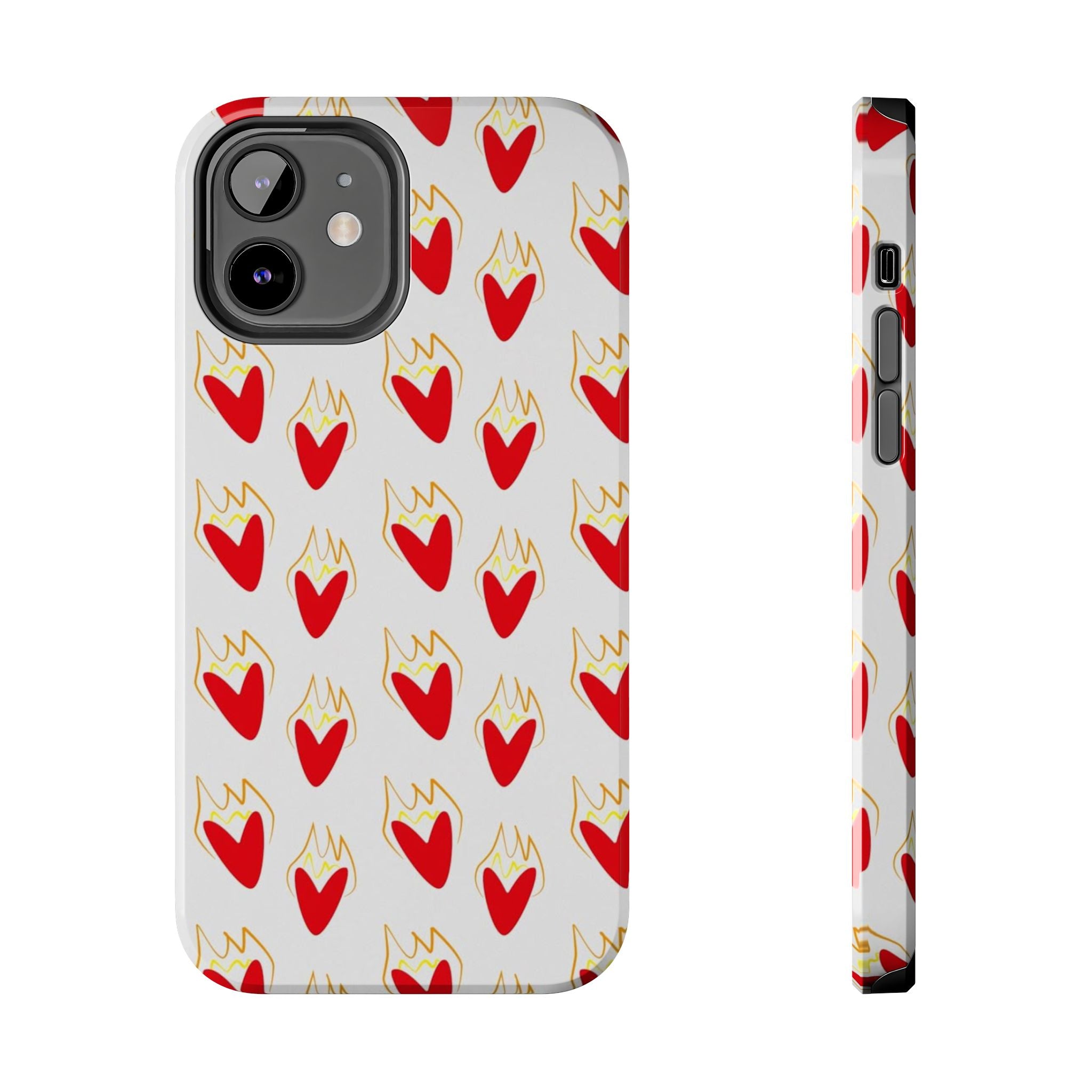Tough Phone Case — Red Flaming Heart Pattern
