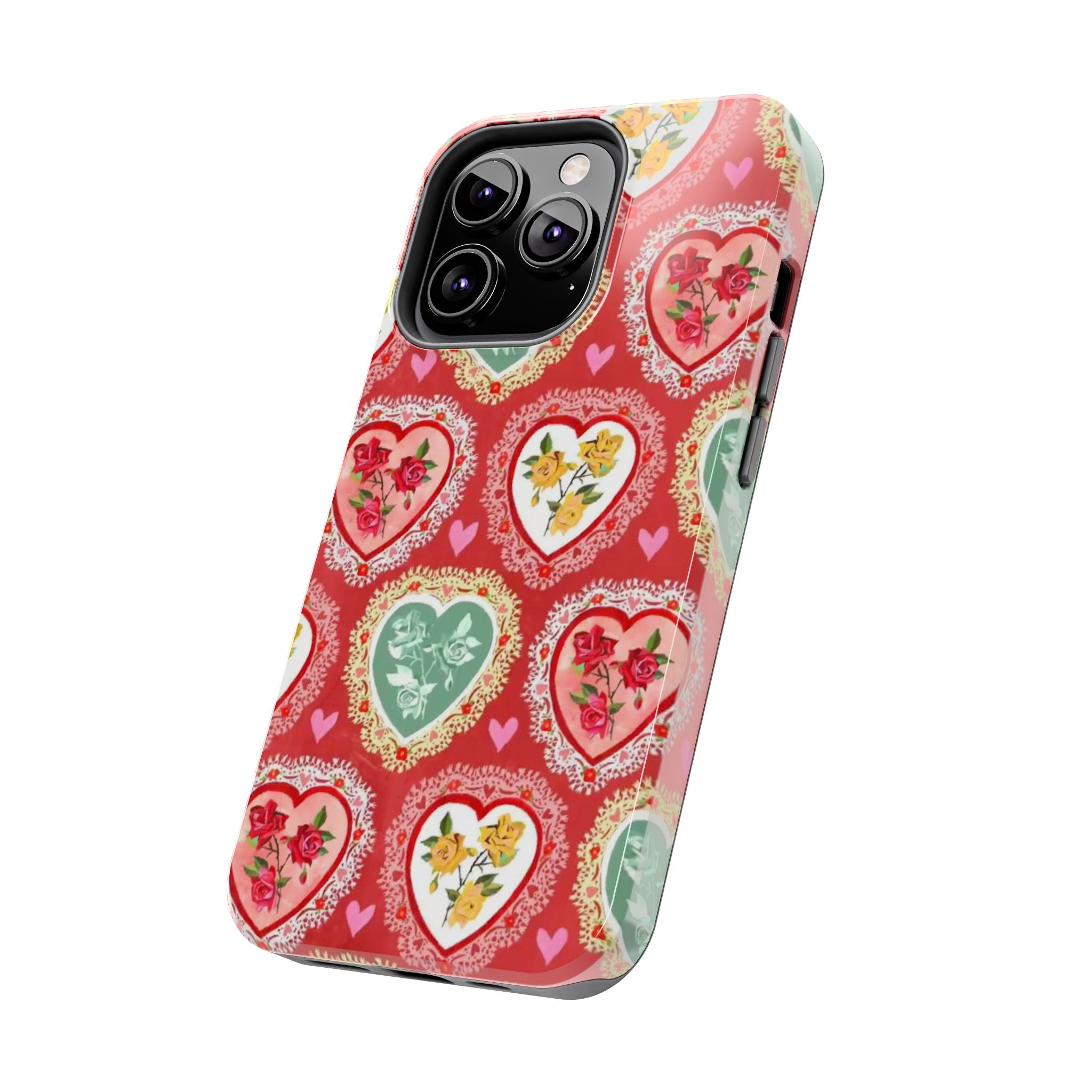 Vintage Floral Heart Tough Phone Case