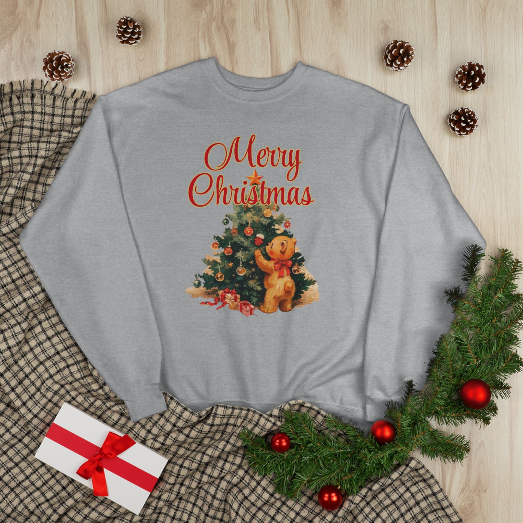 Christmas Tree Teddy Sweatshirt — Vintage Holiday Crewneck