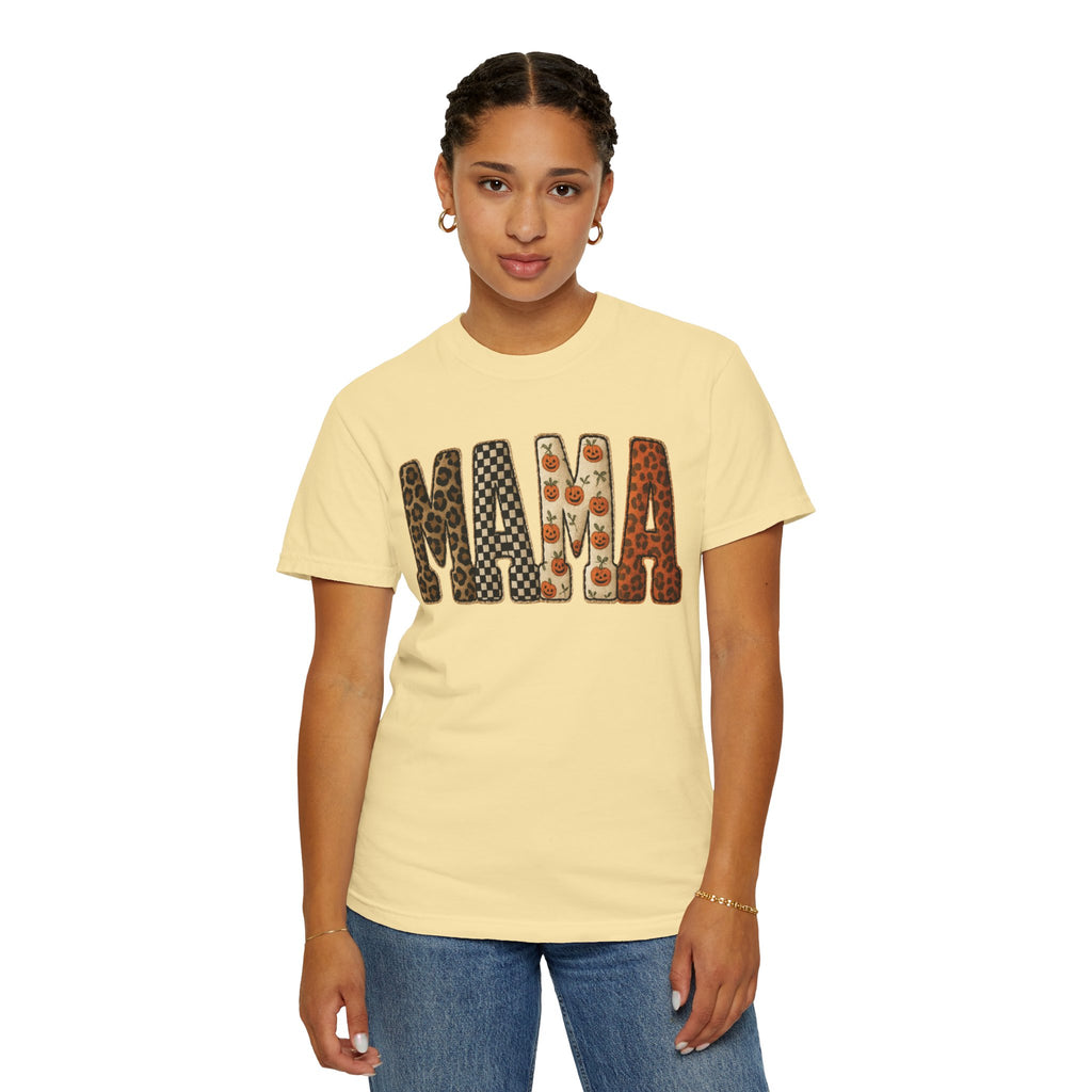 Mama Floral Garment-Dyed T-Shirt, Cute Gift for Moms, Casual Wear, Mother's Day, Family Celebrations, Everyday Comfort