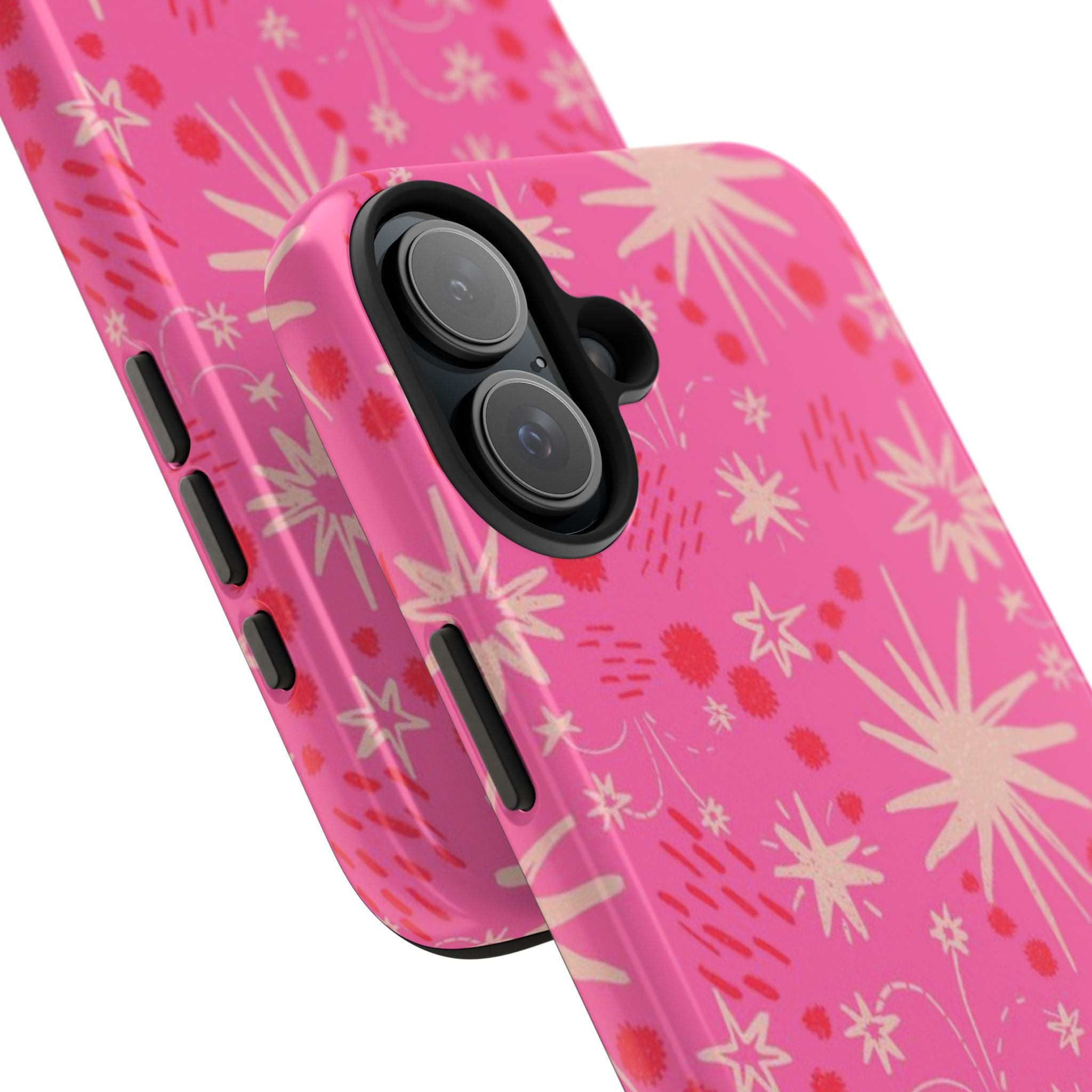 Tough Phone Case — Pink Retro Starburst Floral Protective Cover