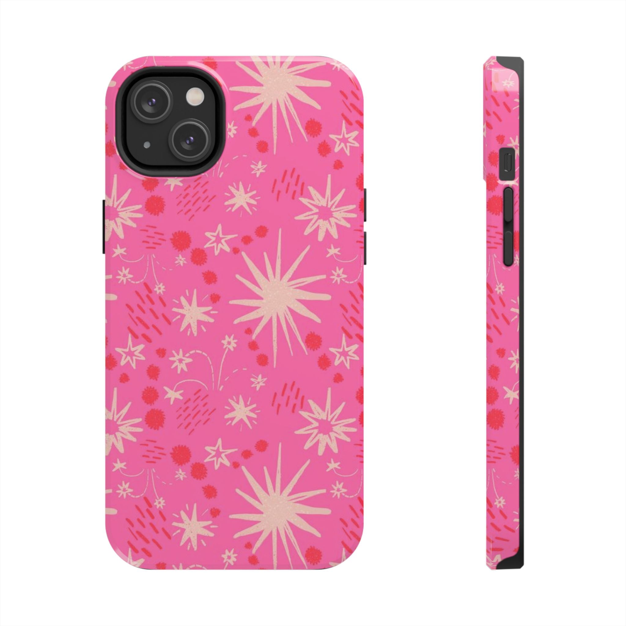 Tough Phone Case — Pink Retro Starburst Floral Protective Cover