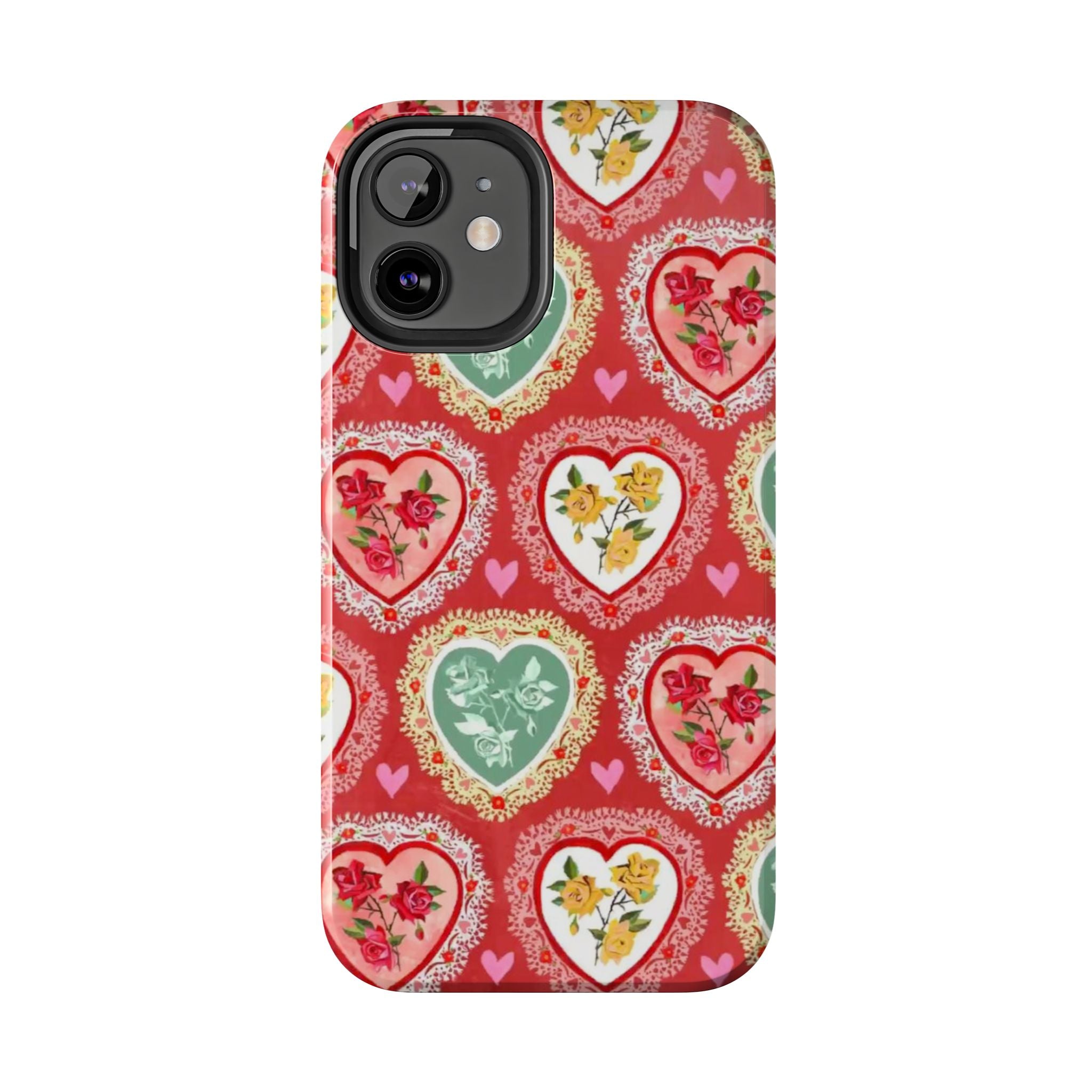 Vintage Floral Heart Tough Phone Case