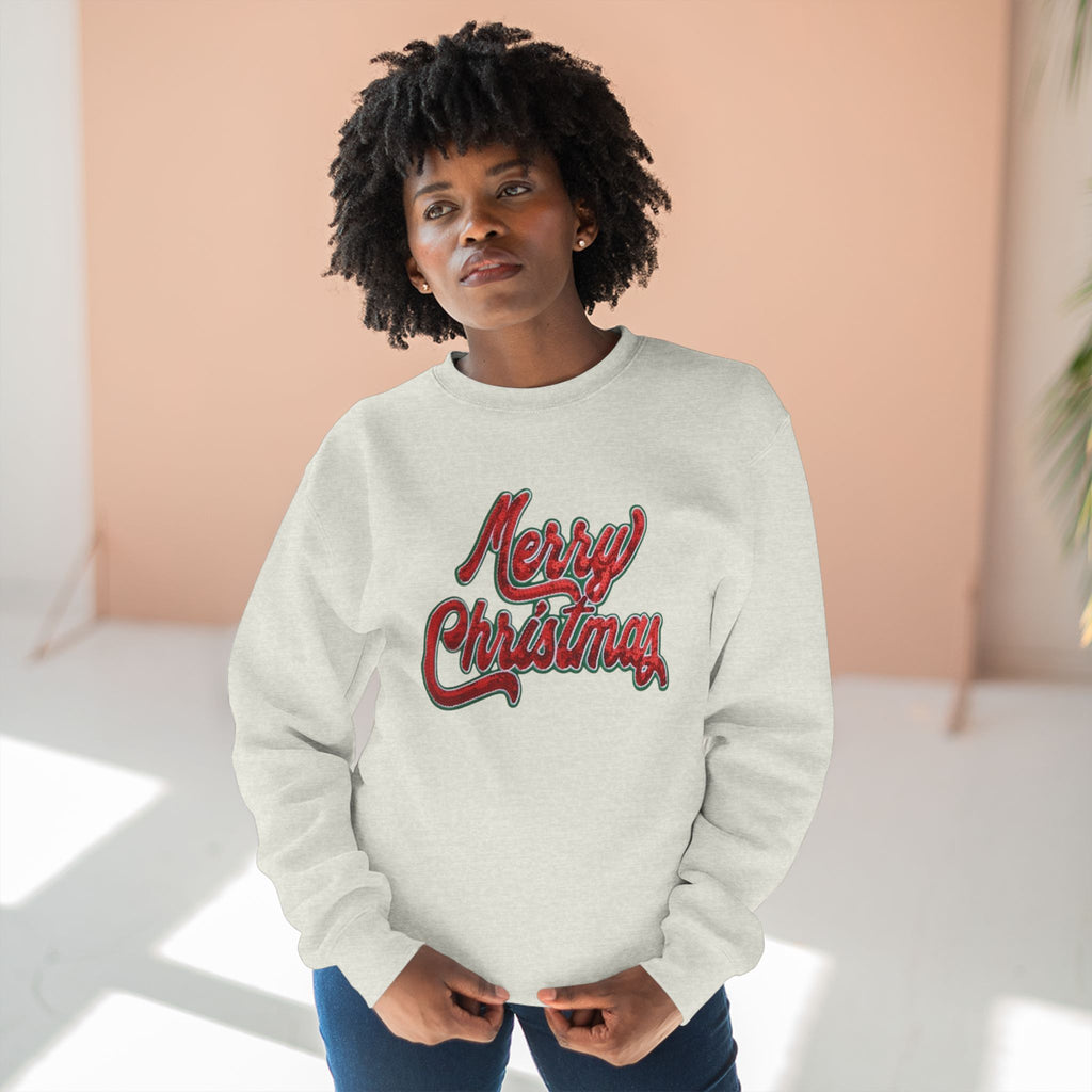Merry Christmas Crewneck Sweatshirt – Retro Sequin Script Holiday Sweatshirt