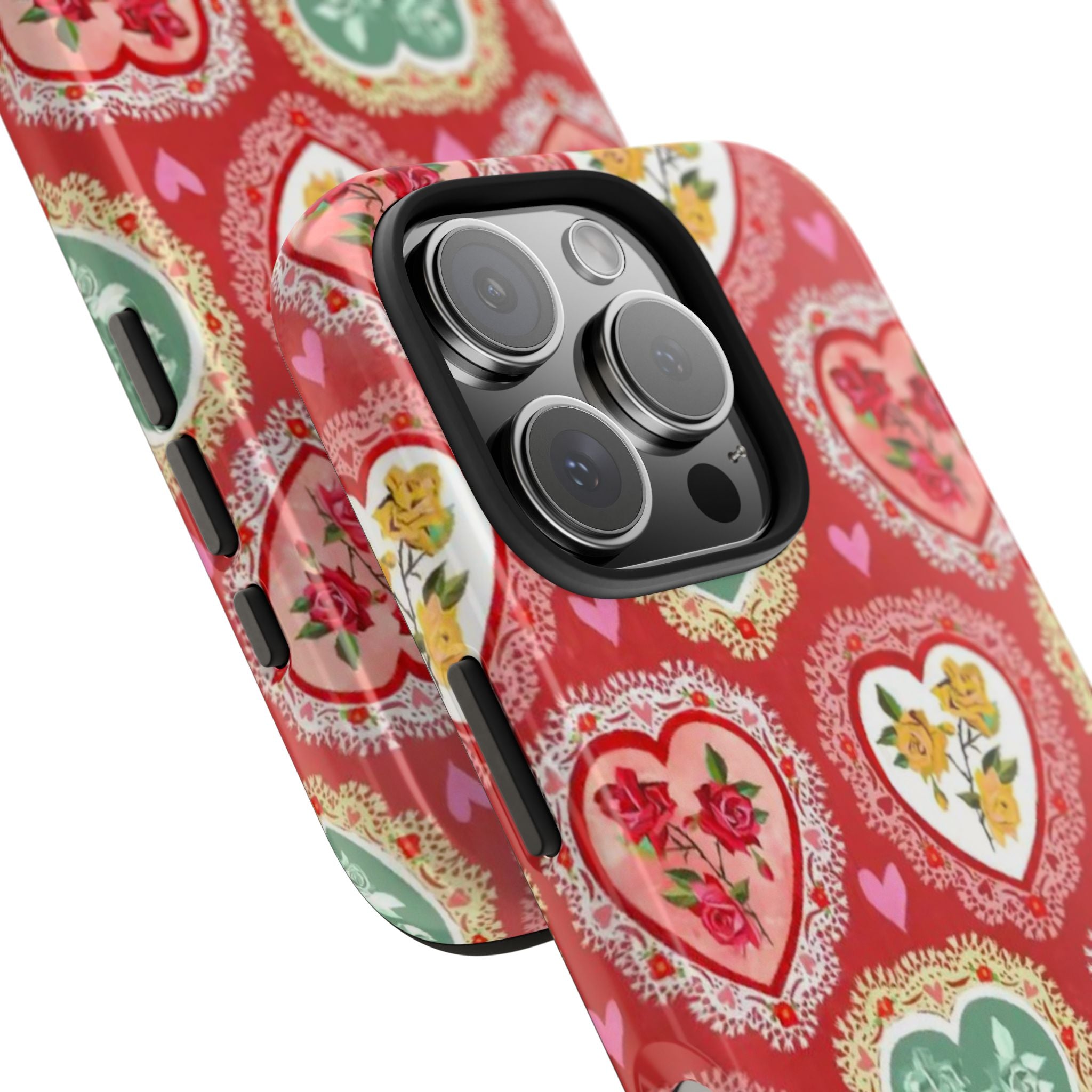 Vintage Floral Heart Tough Phone Case