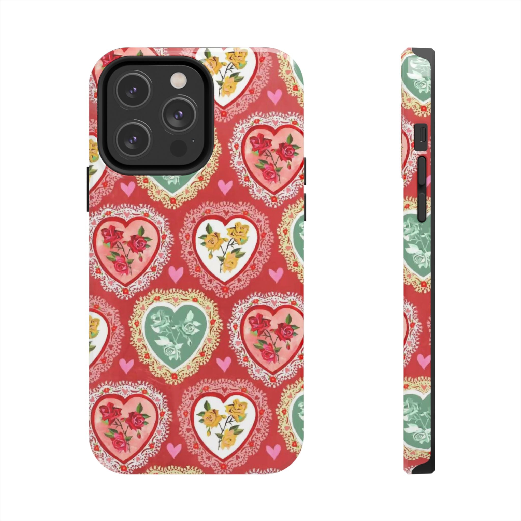 Vintage Floral Heart Tough Phone Case