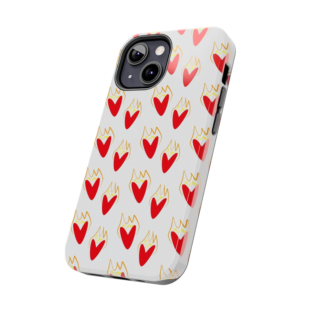 Tough Phone Case — Red Flaming Heart Pattern