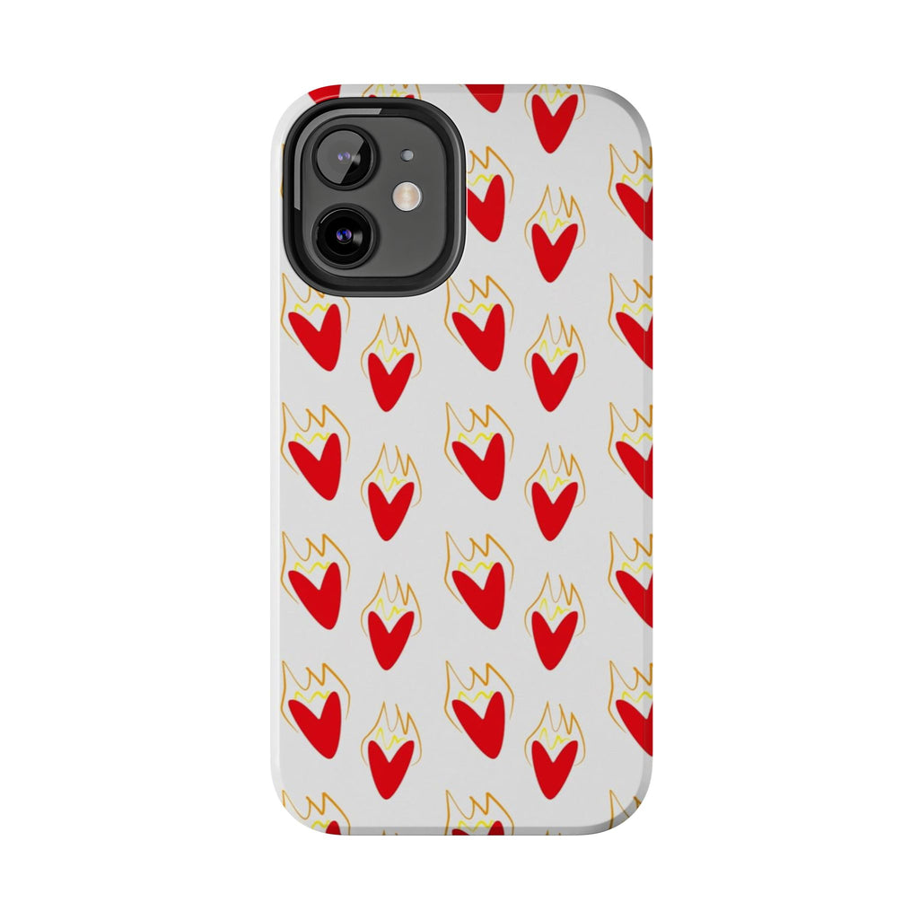 Tough Phone Case — Red Flaming Heart Pattern
