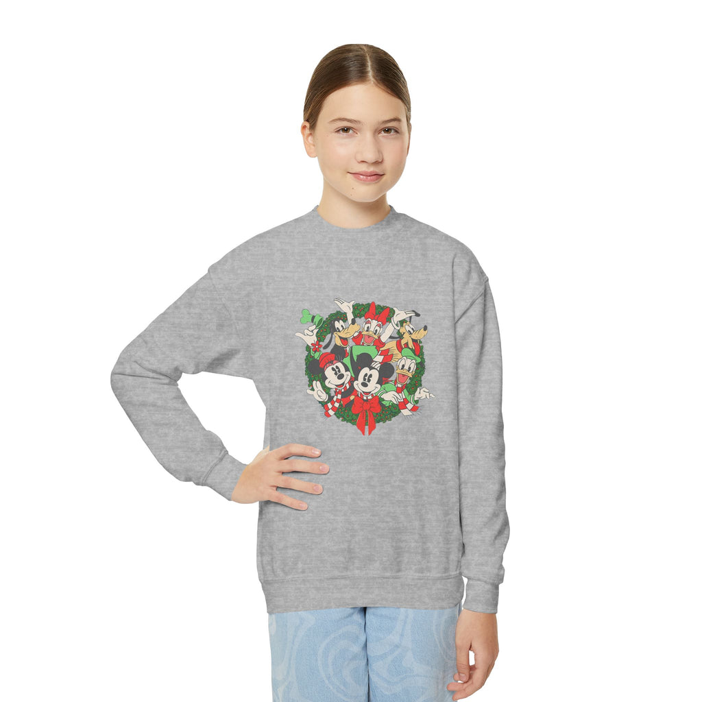 Youth Holiday Mickey Wreath Crewneck Sweatshirt