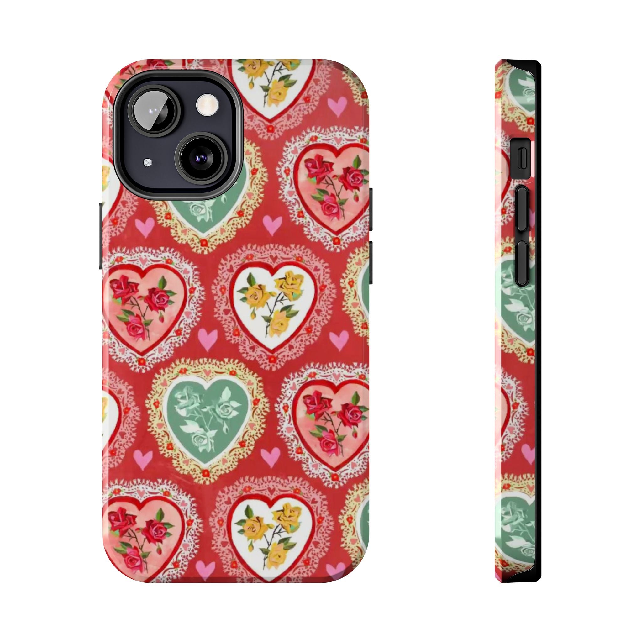 Vintage Floral Heart Tough Phone Case