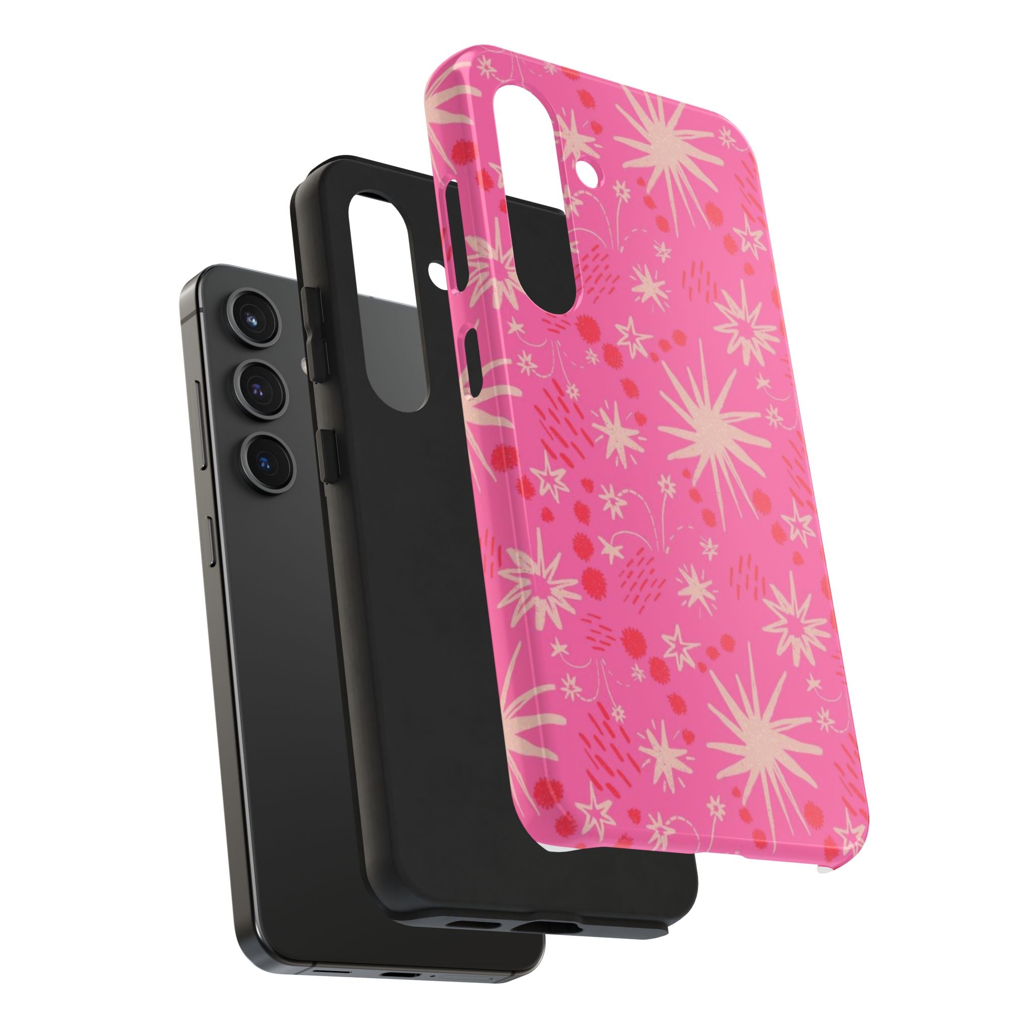Tough Phone Case — Pink Retro Starburst Floral Protective Cover
