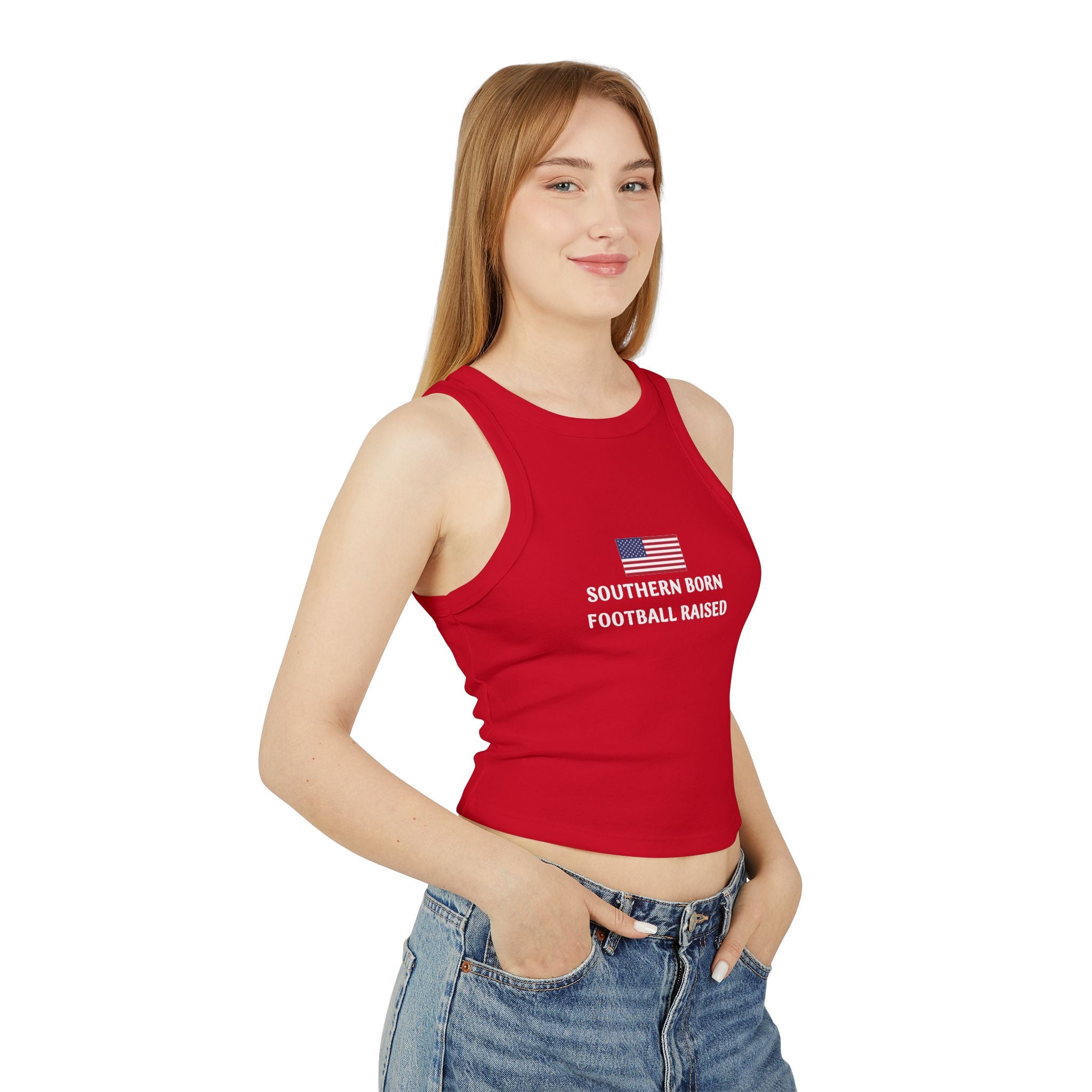 Patriotic Women's Racer Tank | Summer Fitness Top, 4th of July Workout Shirt, Casual Wear, Gift for Her, Outdoor Activities