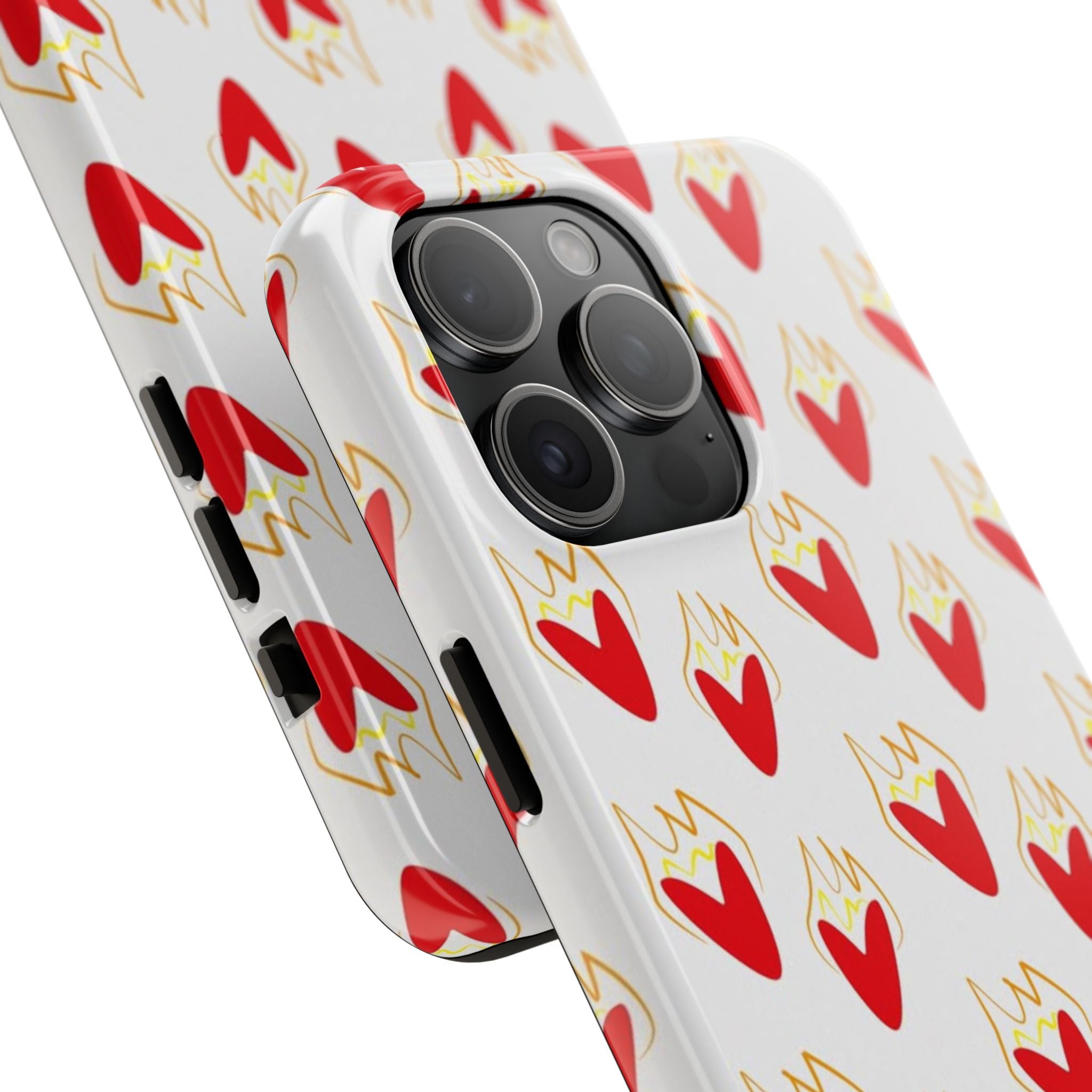 Tough Phone Case — Red Flaming Heart Pattern