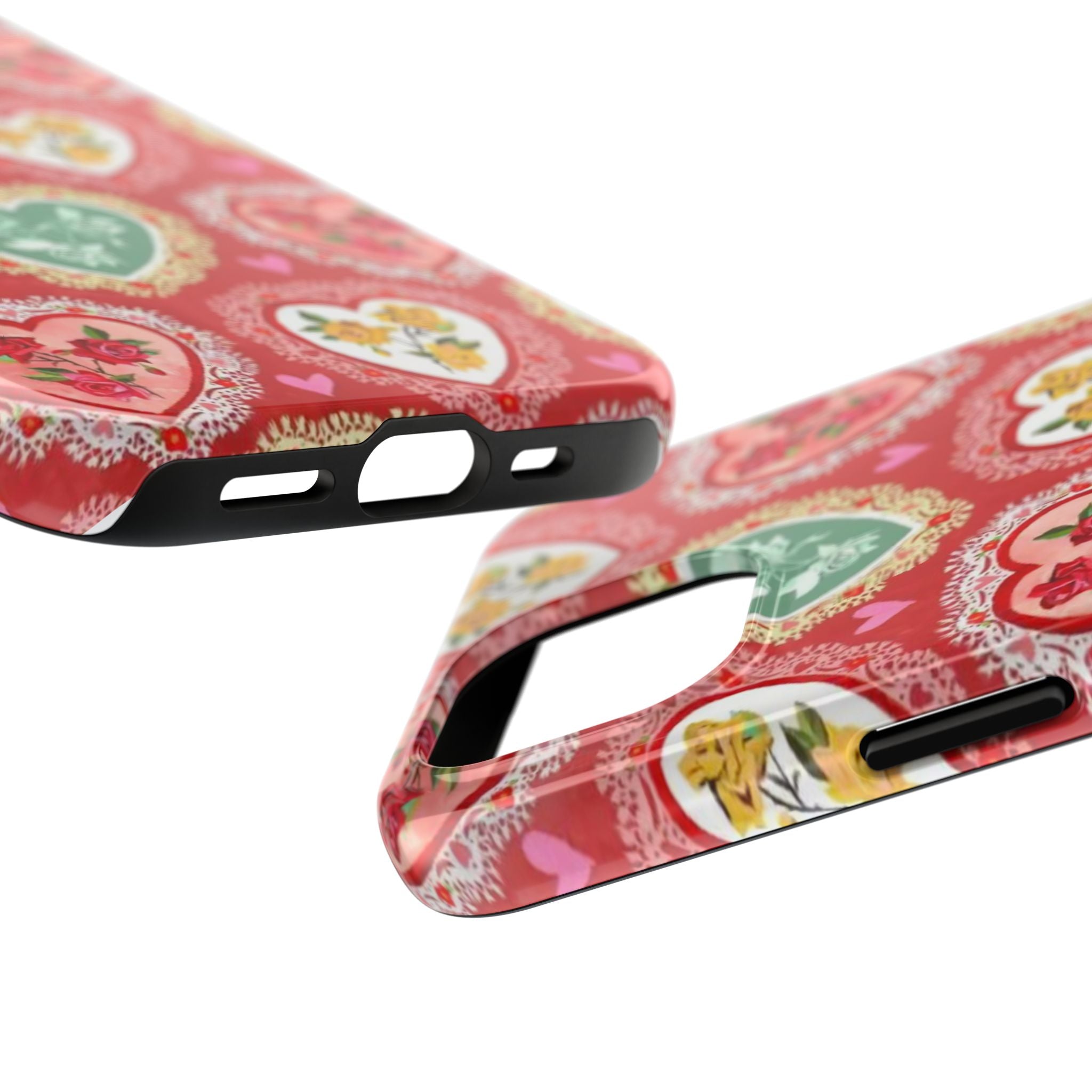 Vintage Floral Heart Tough Phone Case