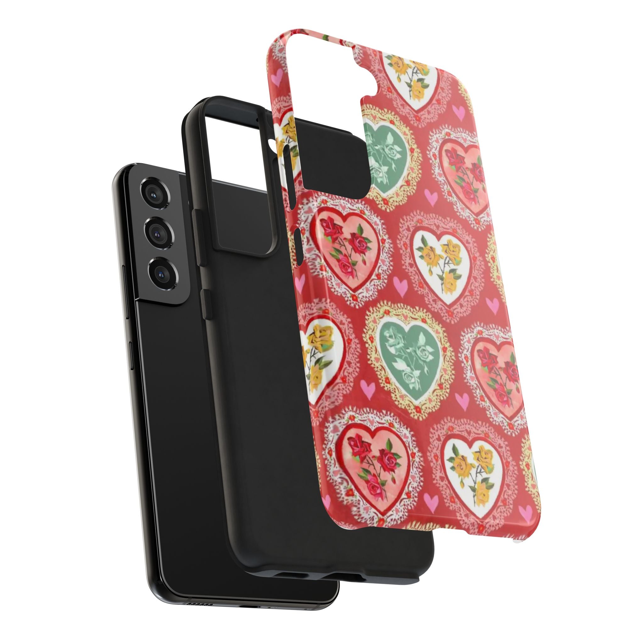 Vintage Floral Heart Tough Phone Case
