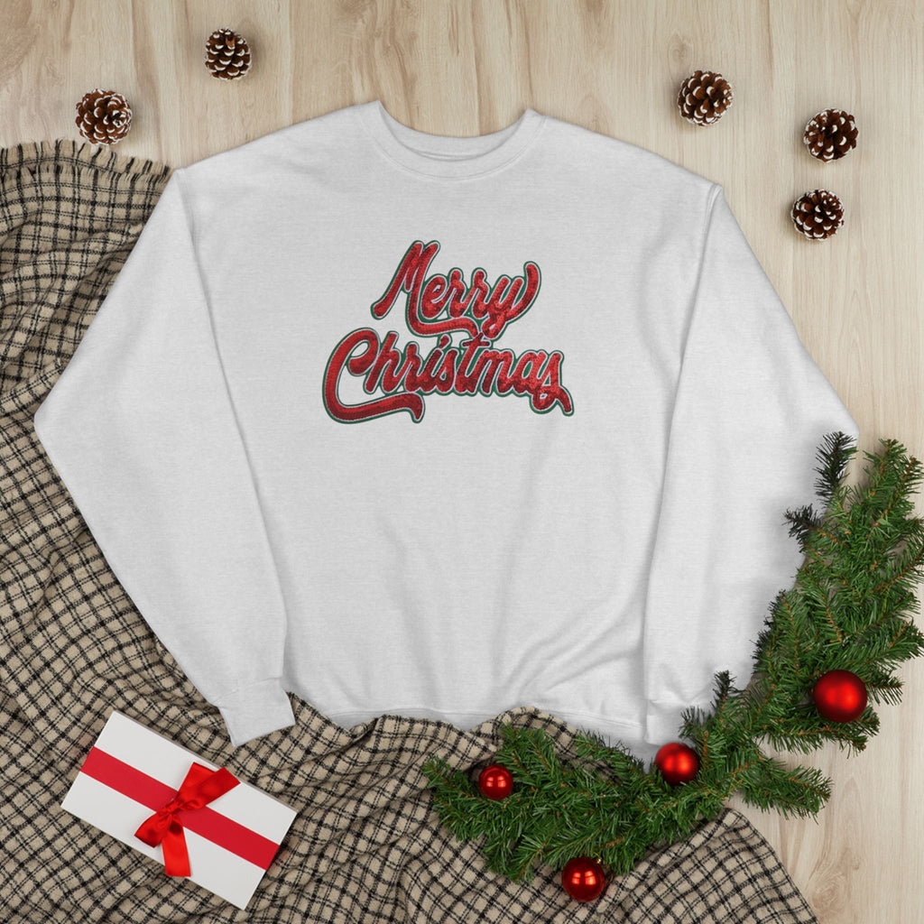Merry Christmas Crewneck Sweatshirt — Retro Sequin Holiday Sweater