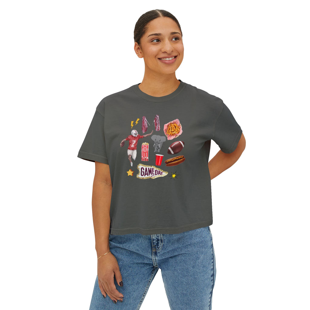 Women's Bama Football Charm Boxy Tee