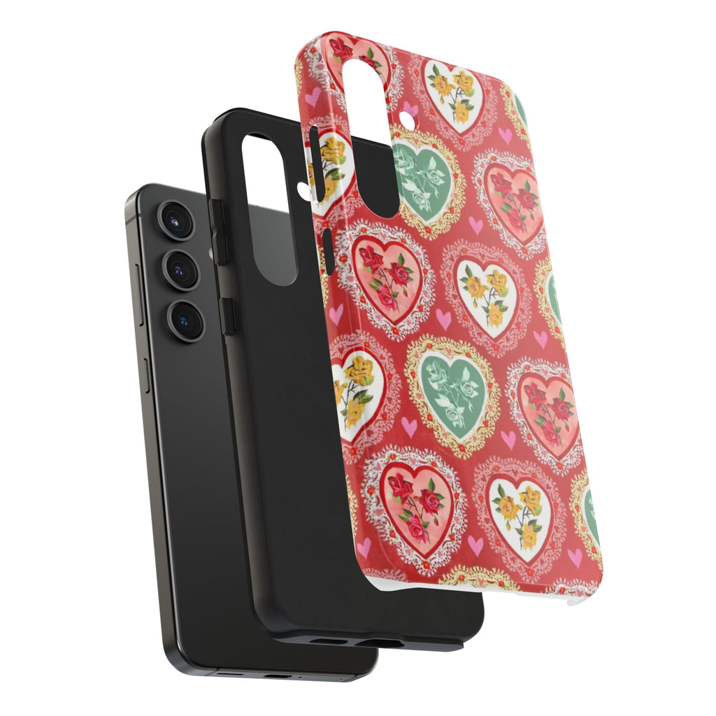 Vintage Floral Heart Tough Phone Case