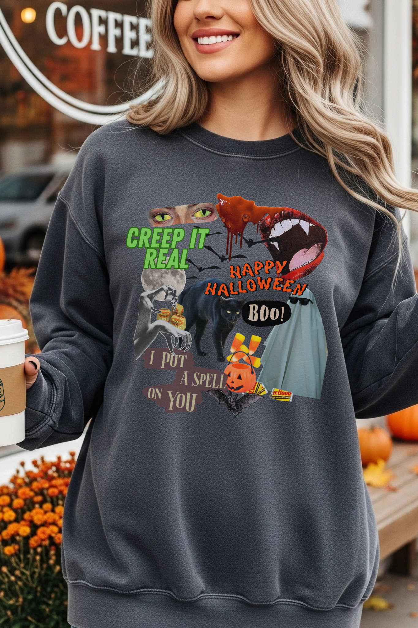 Halloween Charm Garment-Dyed Sweatshirt