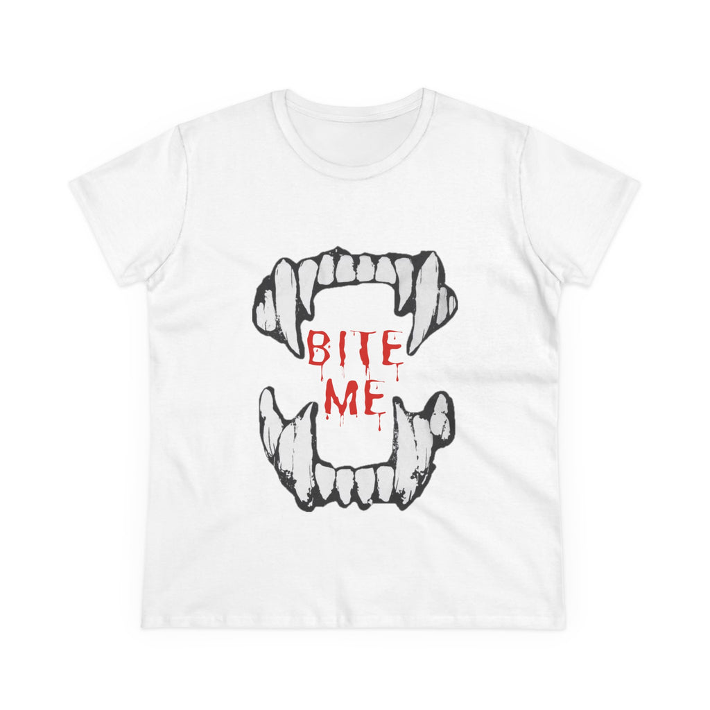 Women's Vampire Bite Tee, Halloween T-Shirt, Gothic Graphic Shirt, Cute Horror Tee, Casual Soft Cotton Top