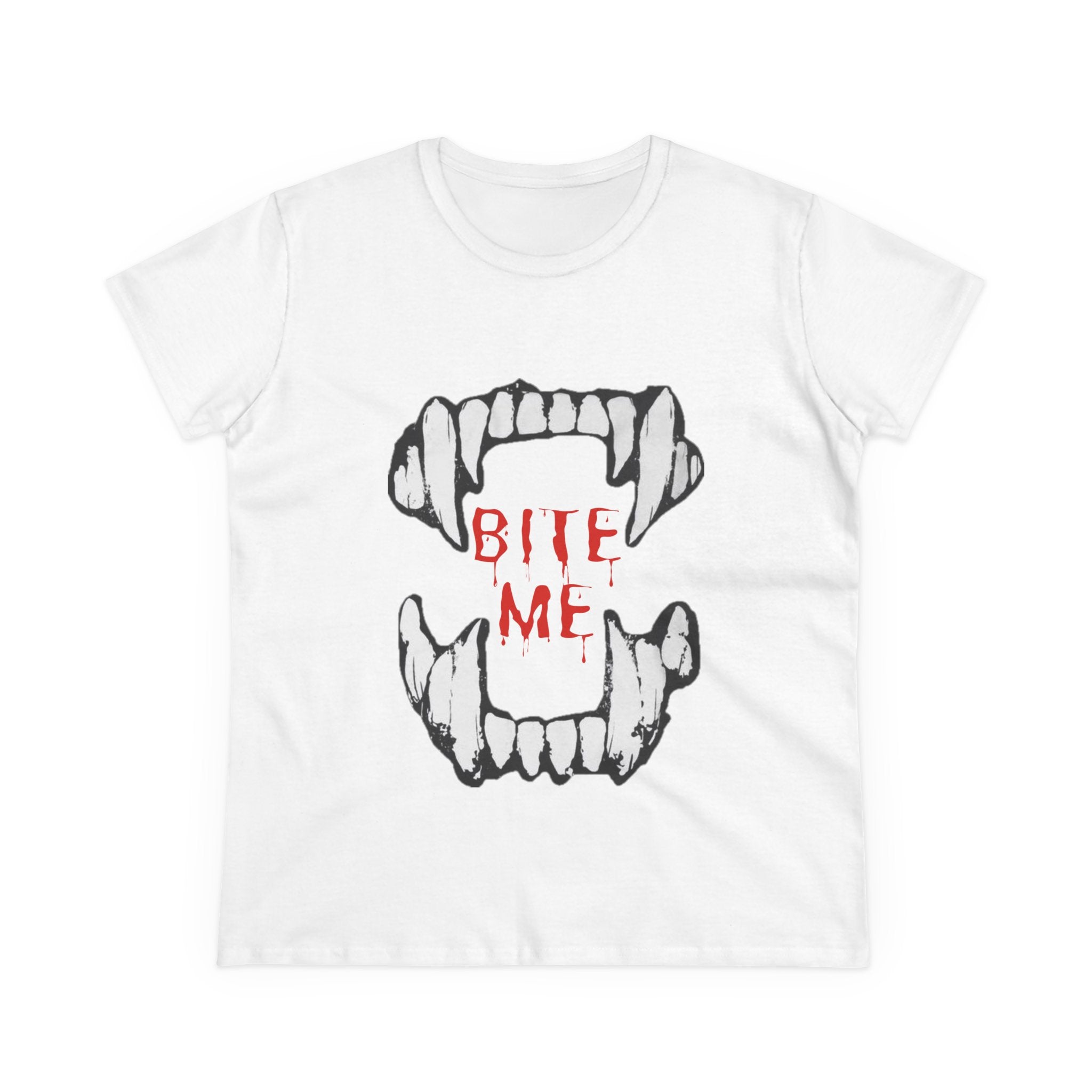 Women's Vampire Bite Tee, Halloween T-Shirt, Gothic Graphic Shirt, Cute Horror Tee, Casual Soft Cotton Top