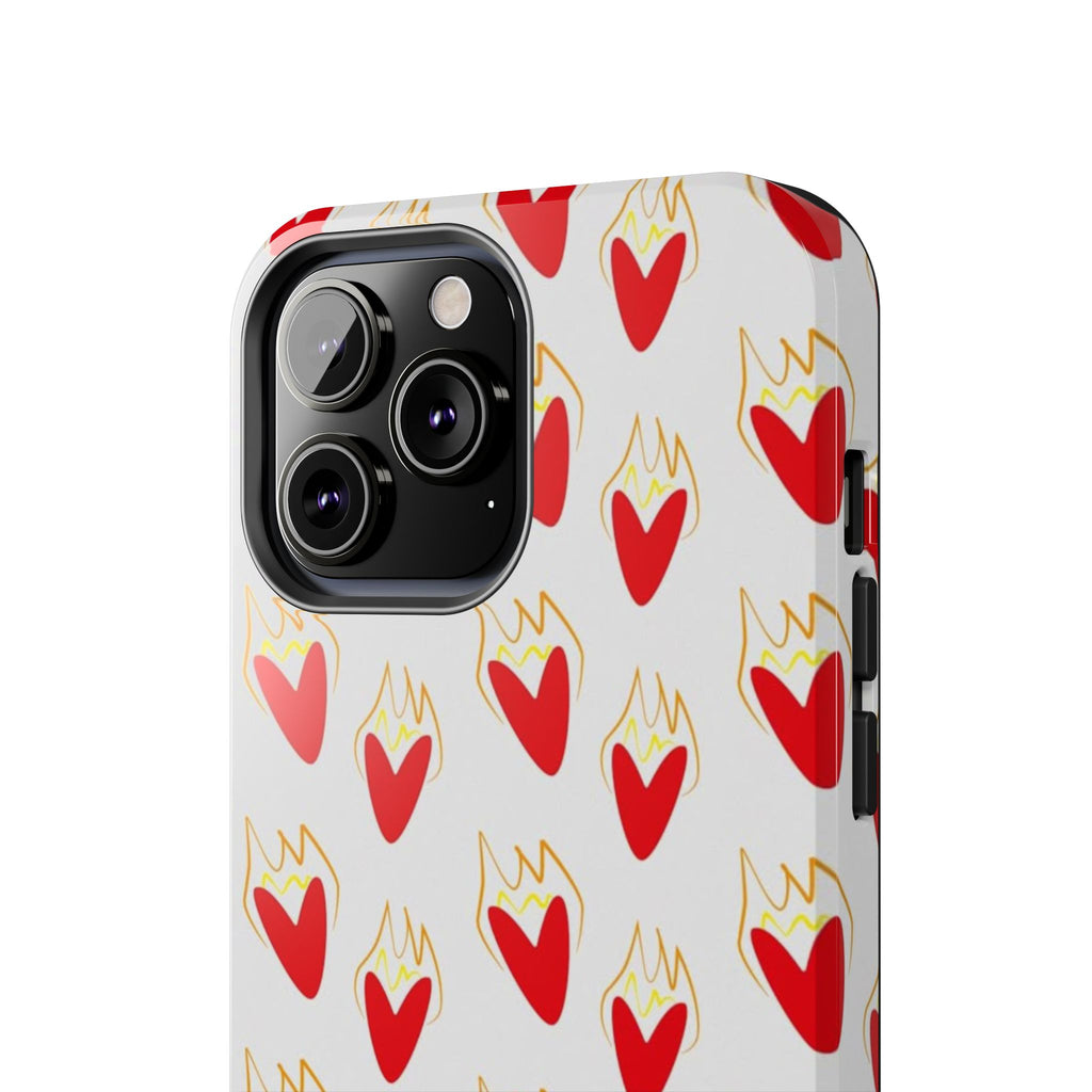 Tough Phone Case — Red Flaming Heart Pattern