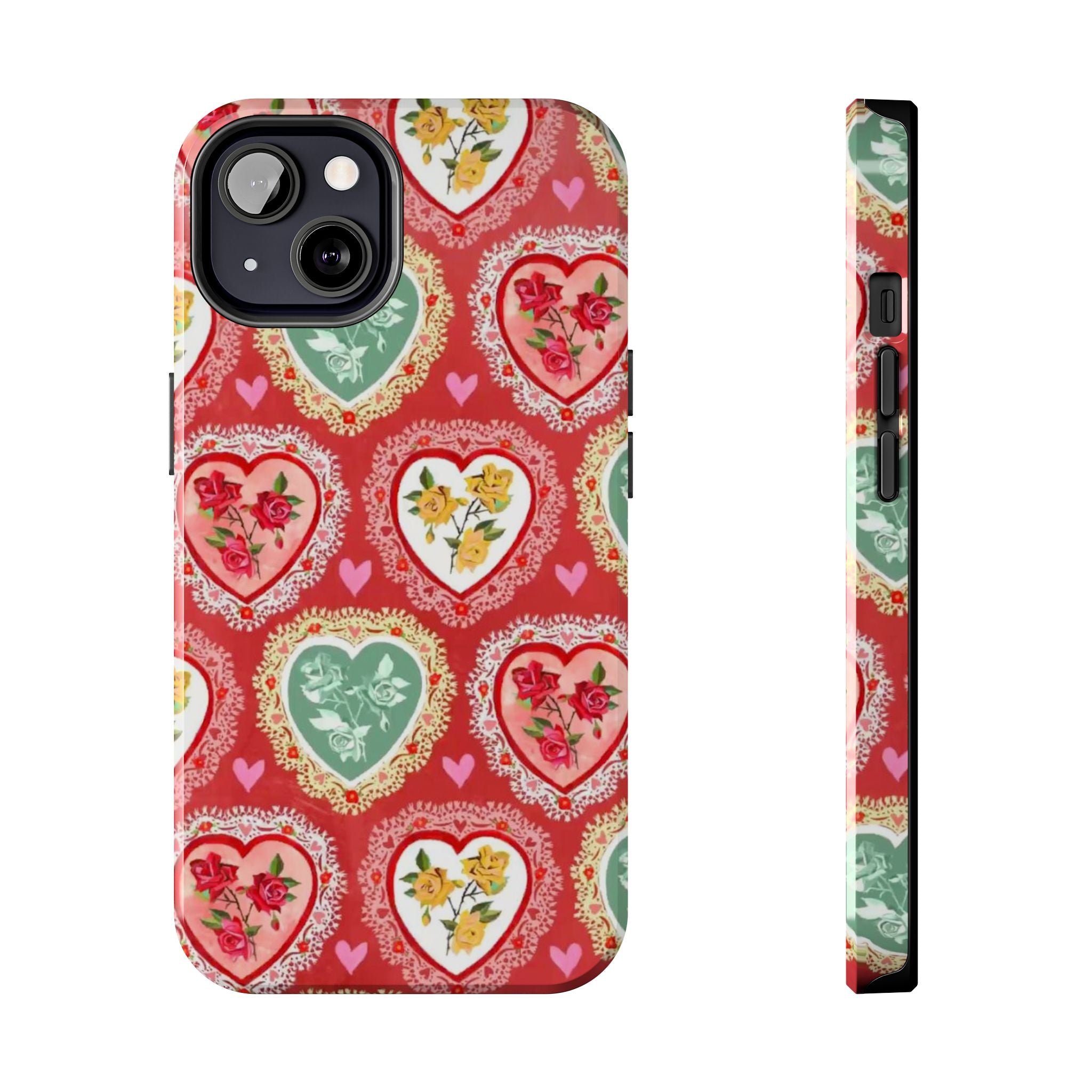 Vintage Floral Heart Tough Phone Case