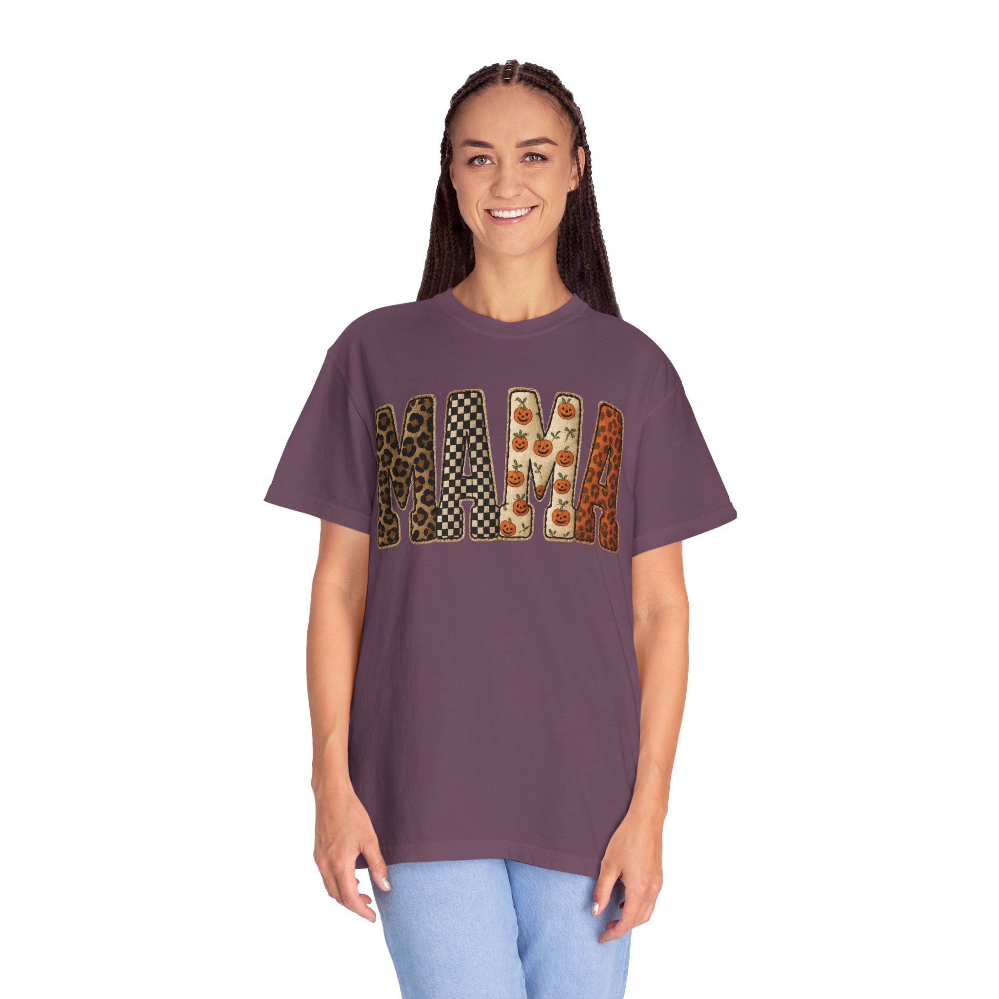 Mama Floral Garment-Dyed T-Shirt, Cute Gift for Moms, Casual Wear, Mother's Day, Family Celebrations, Everyday Comfort