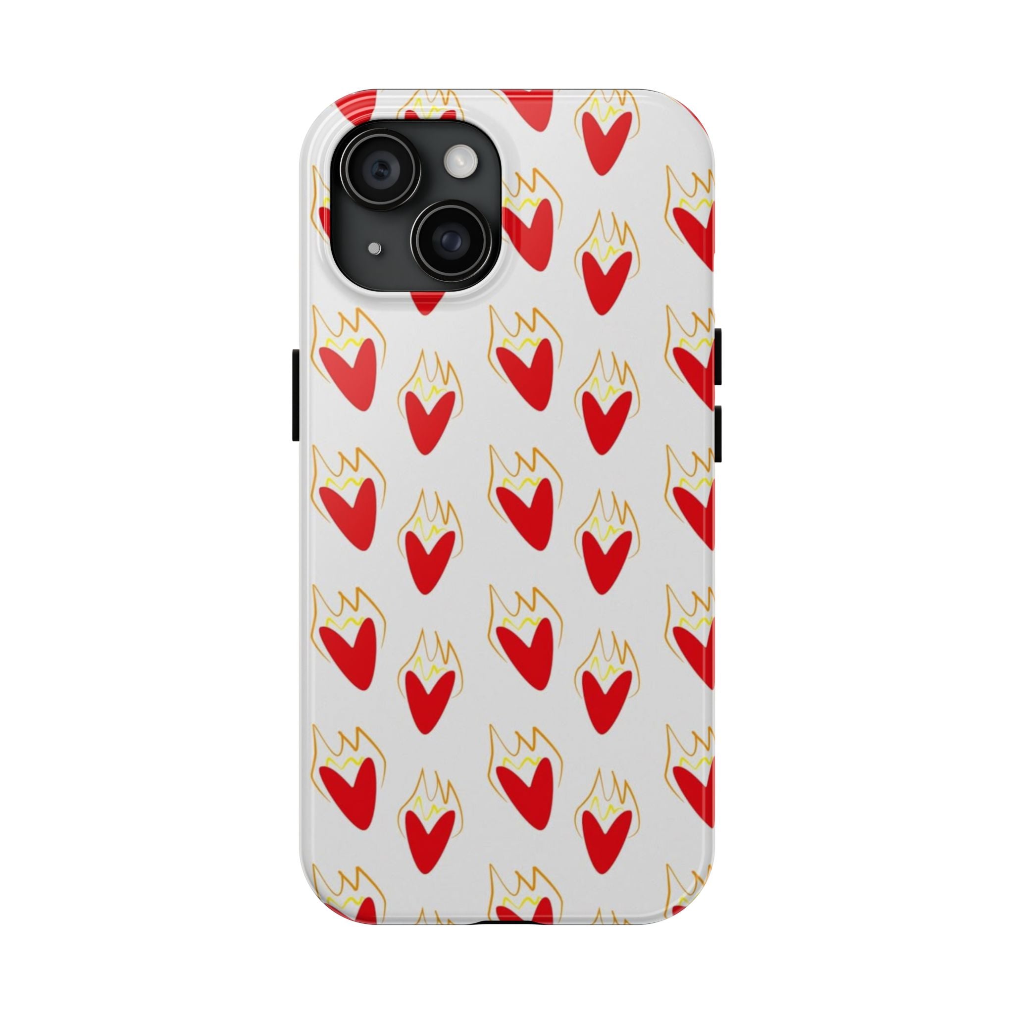 Tough Phone Case — Red Flaming Heart Pattern