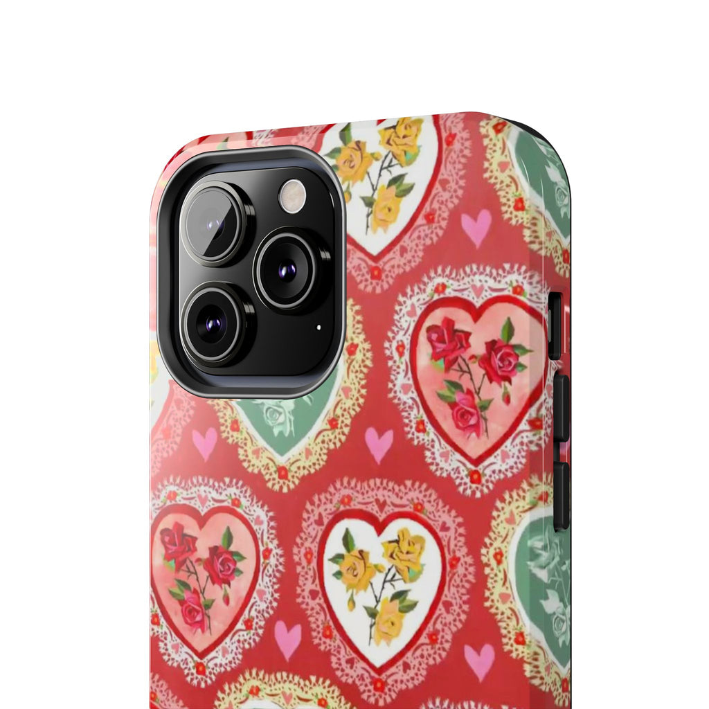 Vintage Floral Heart Tough Phone Case