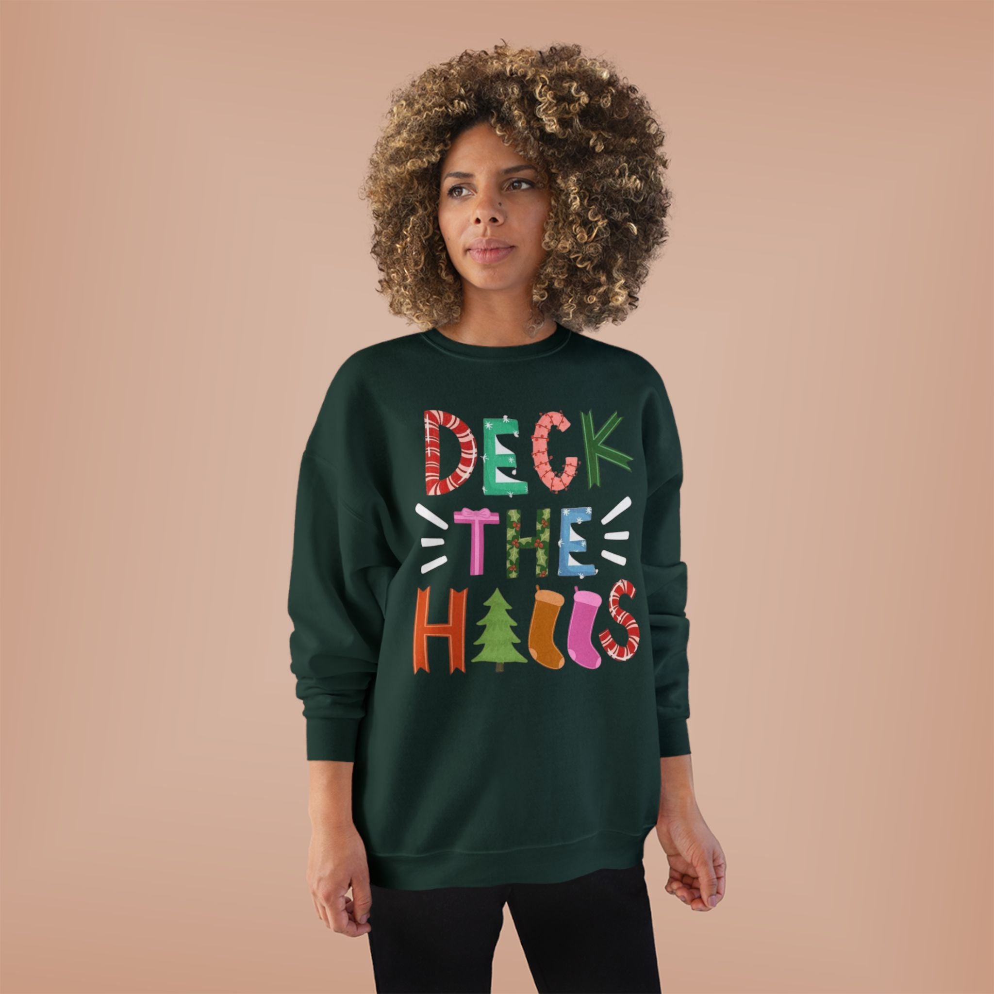 Festive EcoSmart Crewneck Sweatshirt - "Deck the Halls"