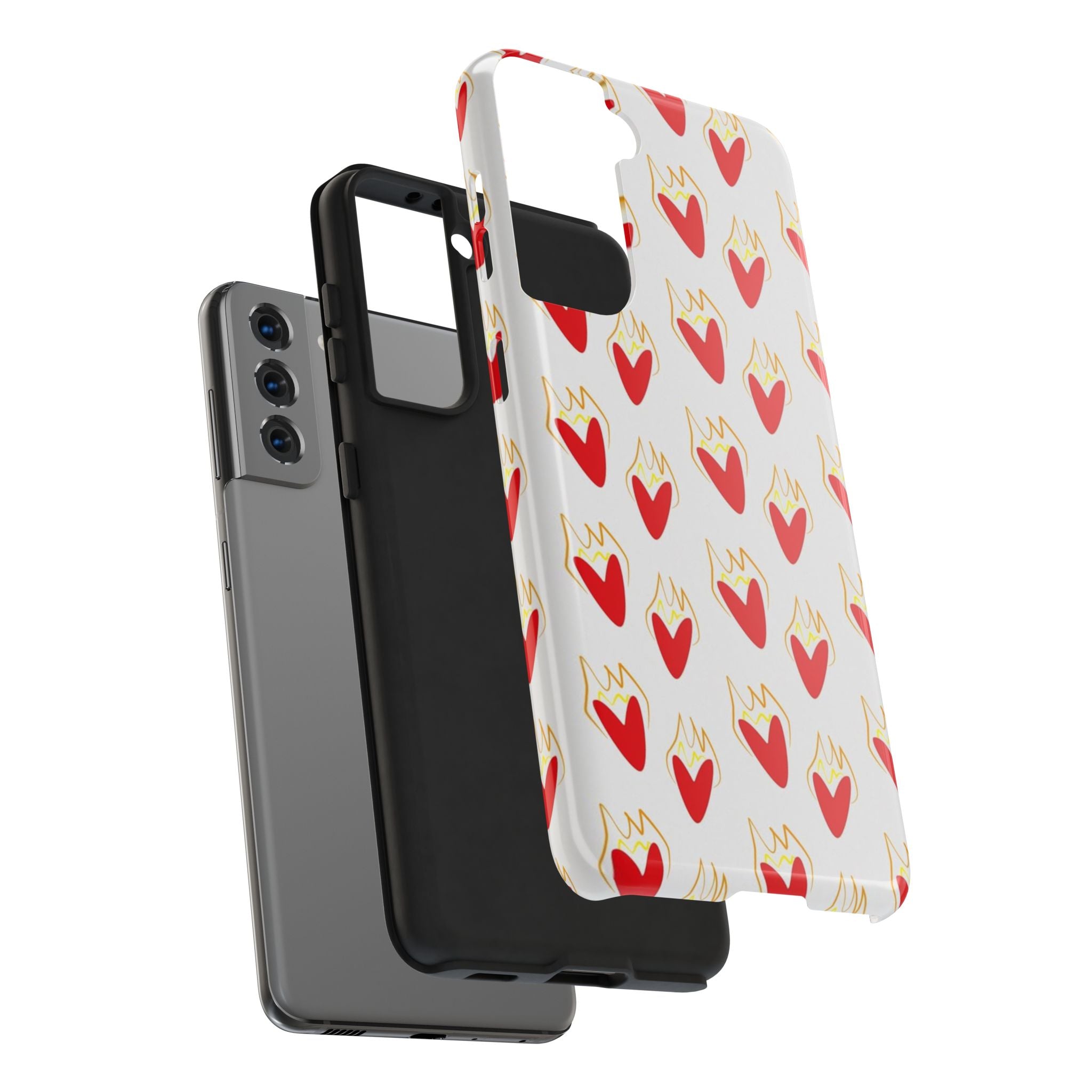 Tough Phone Case — Red Flaming Heart Pattern