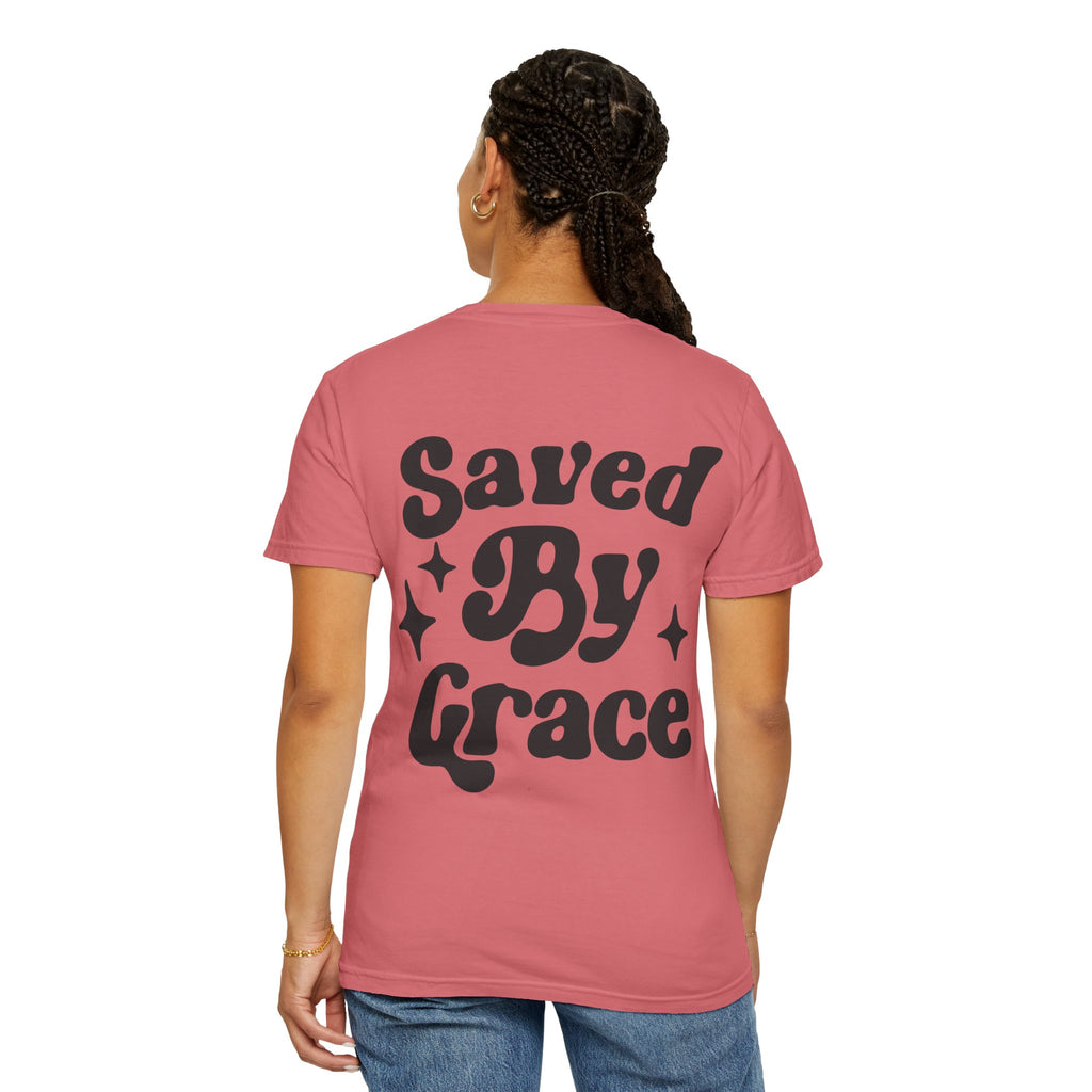 Garment-Dyed T-Shirt with 'Saved By Grace' Design