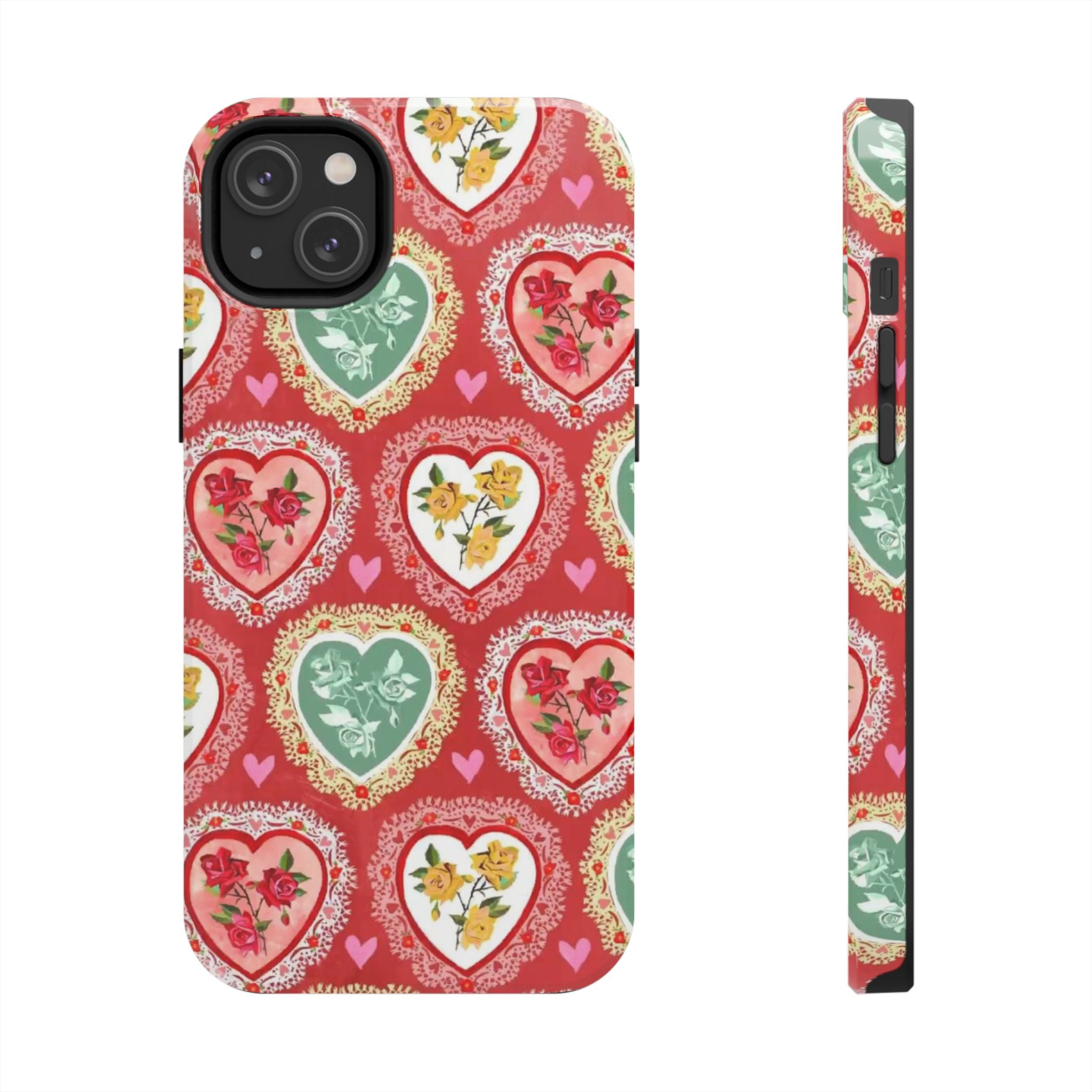 Vintage Floral Heart Tough Phone Case