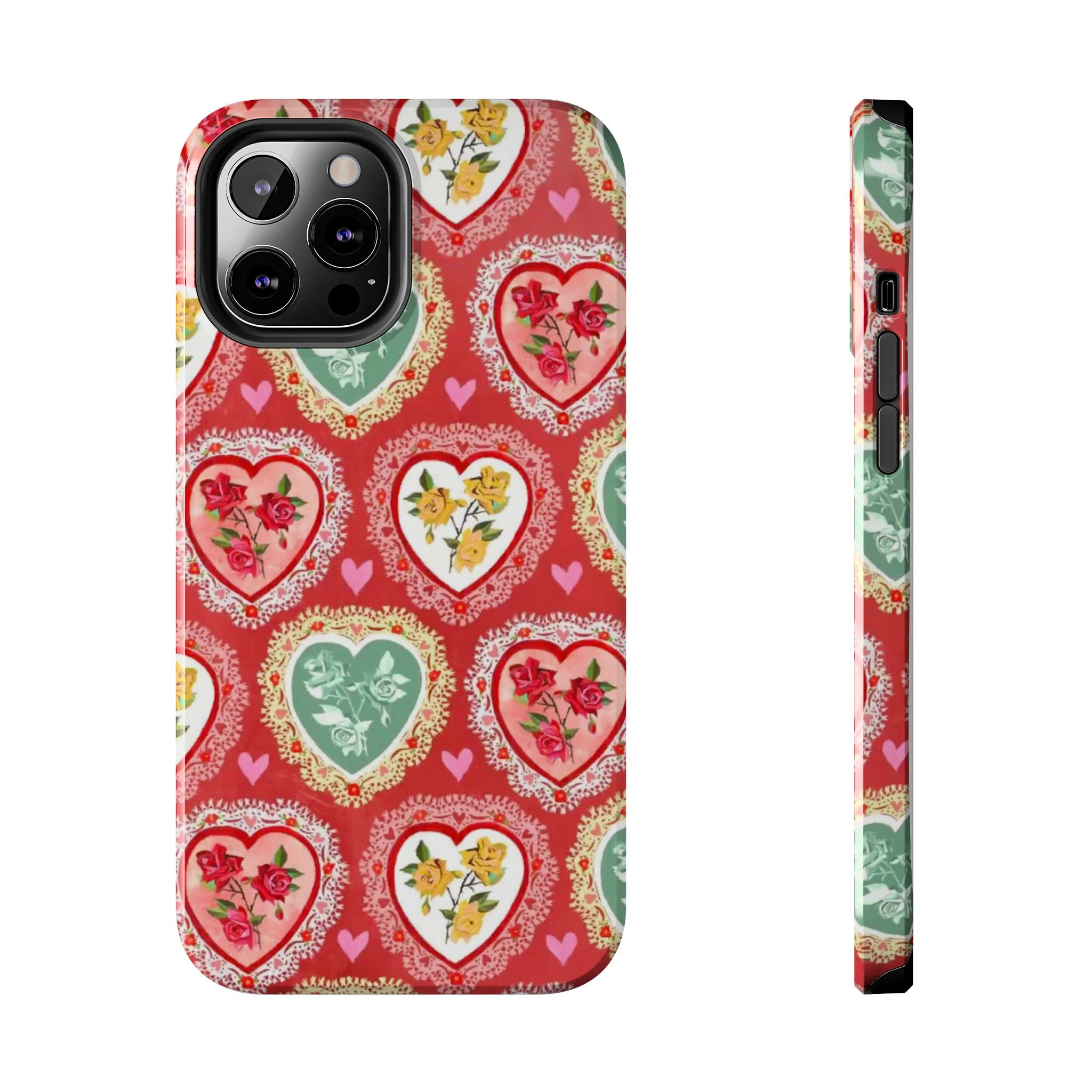 Vintage Floral Heart Tough Phone Case