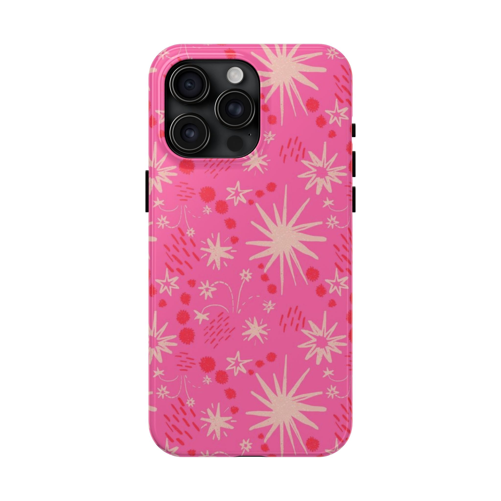 Tough Phone Case — Pink Retro Starburst Floral Protective Cover