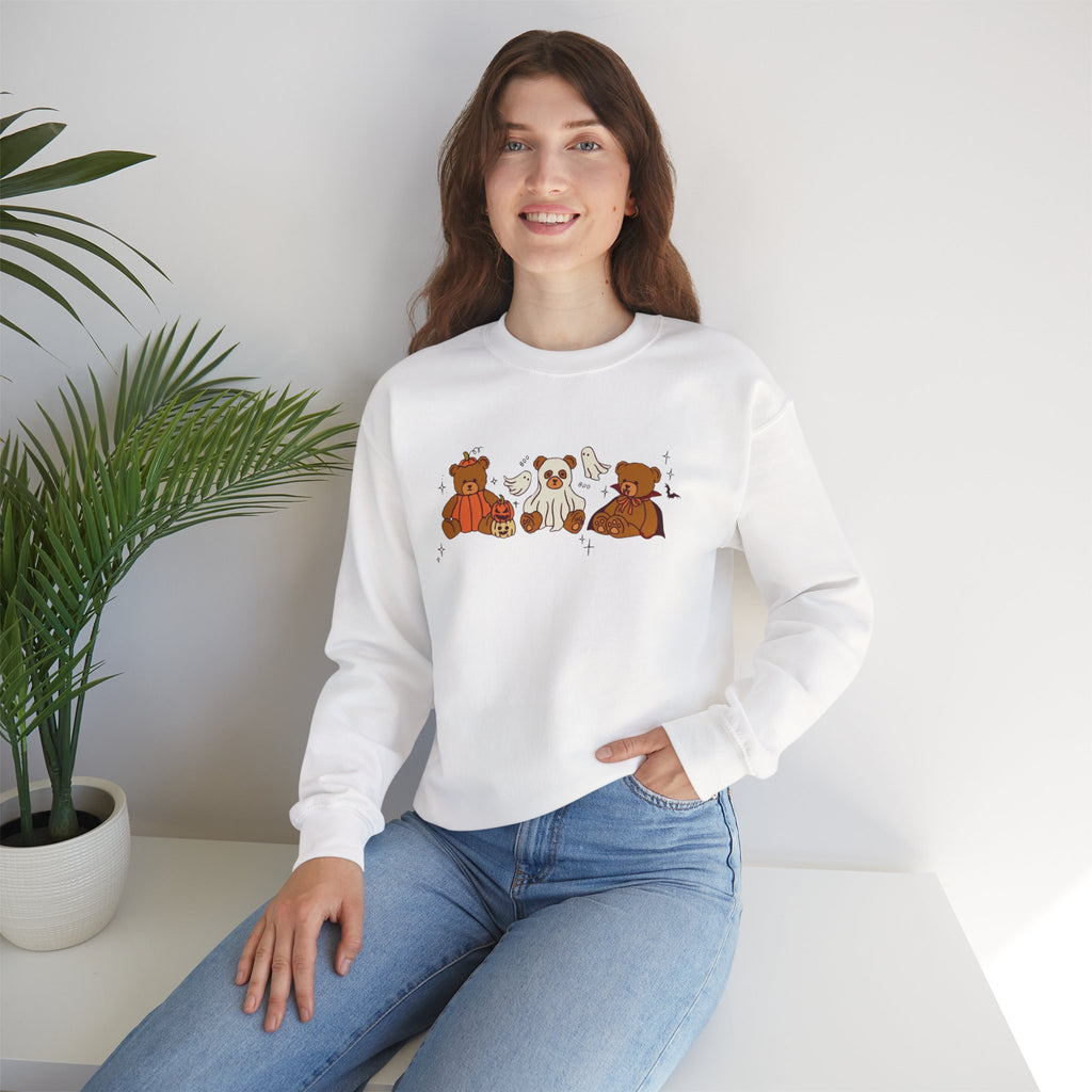 Cozy Halloween Crewneck Sweatshirt with Cute Bears