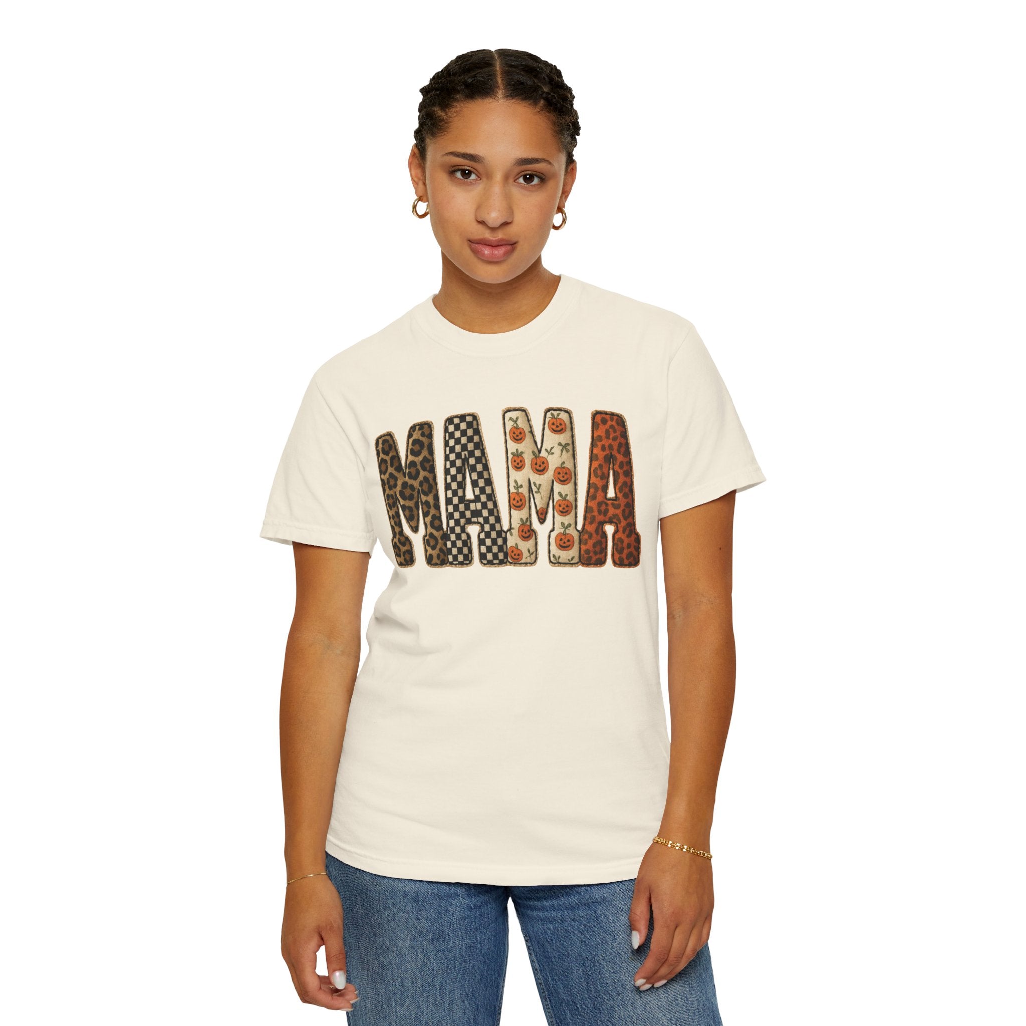 Mama Floral Garment-Dyed T-Shirt, Cute Gift for Moms, Casual Wear, Mother's Day, Family Celebrations, Everyday Comfort
