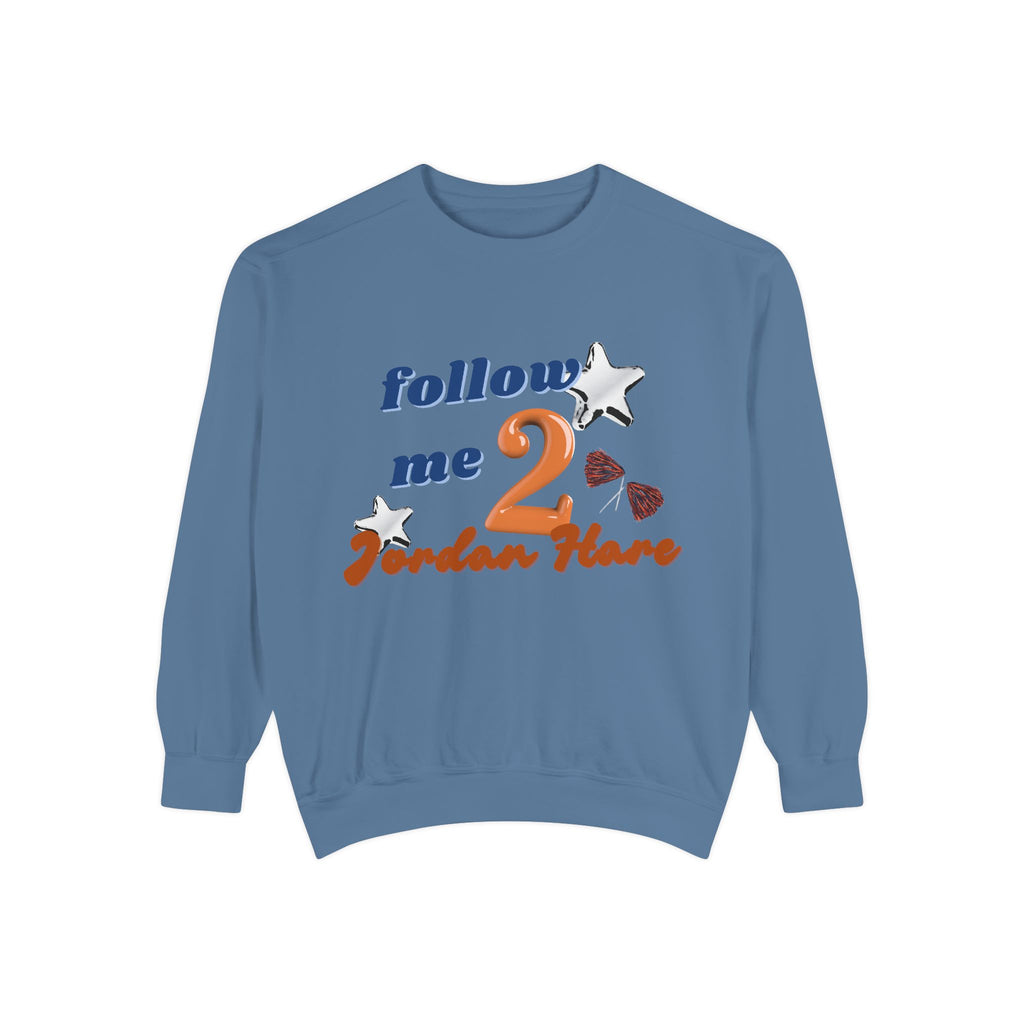 Women's Garment-Dyed Sweatshirt with 'Follow Me' Design