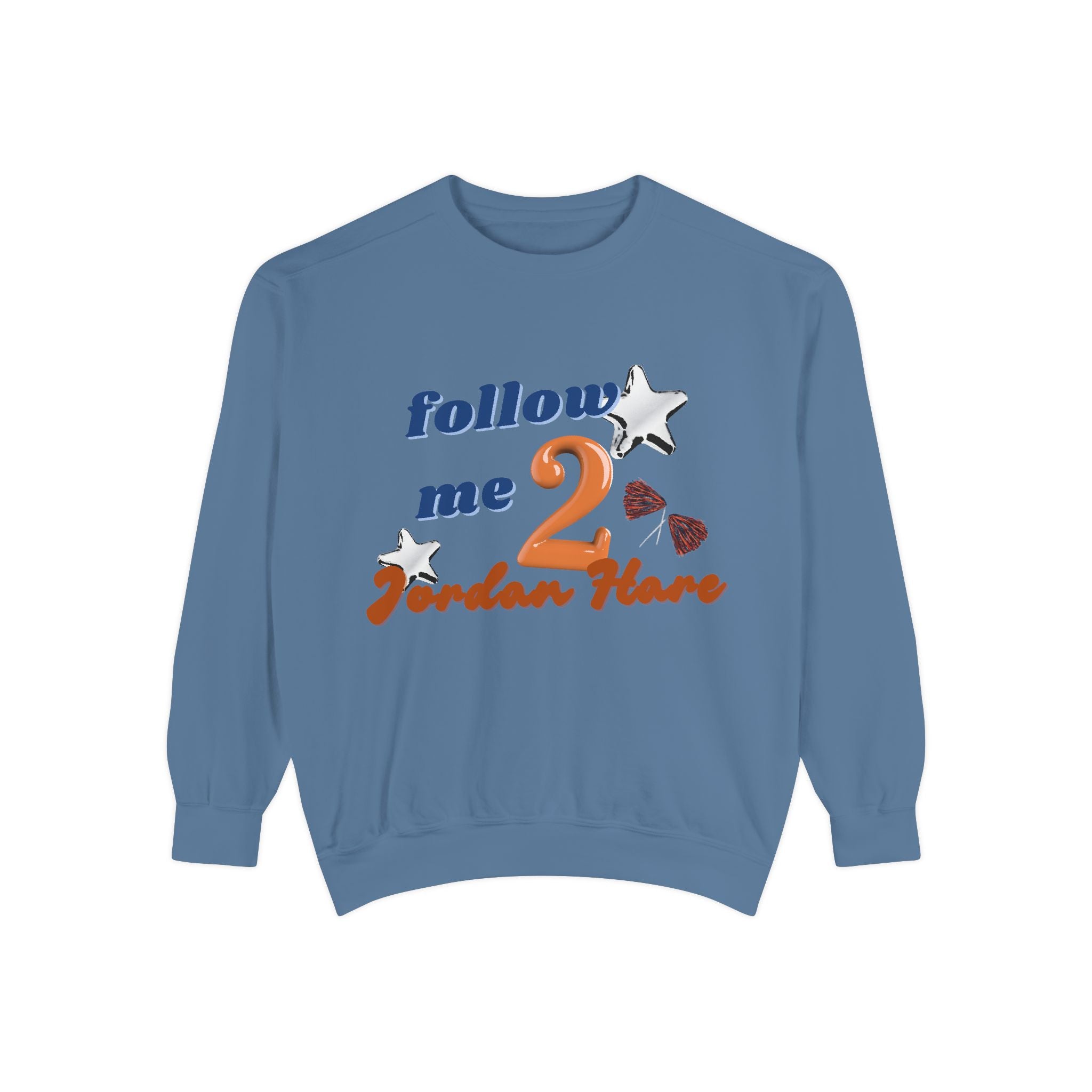 Women's Garment-Dyed Sweatshirt with 'Follow Me' Design