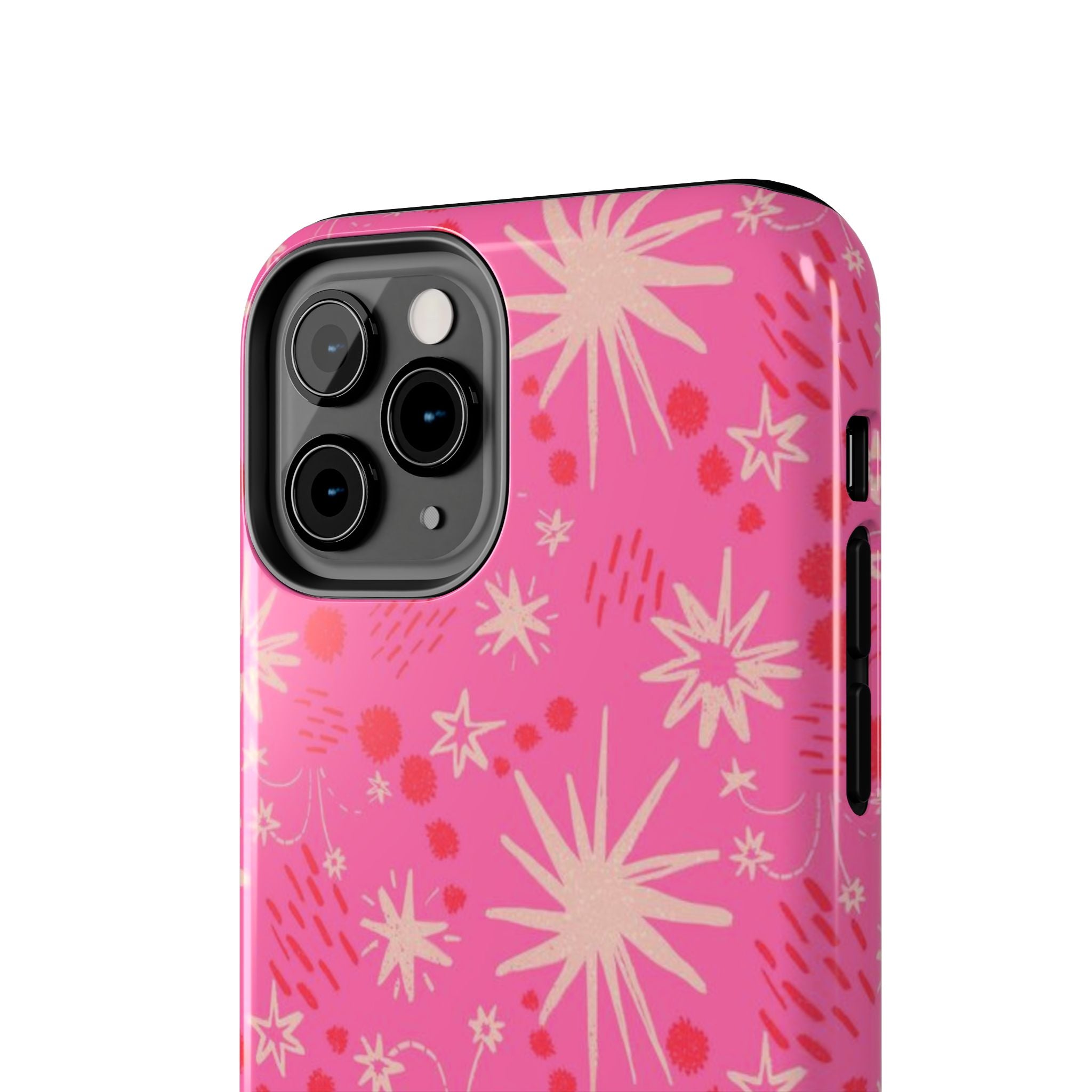 Tough Phone Case — Pink Retro Starburst Floral Protective Cover