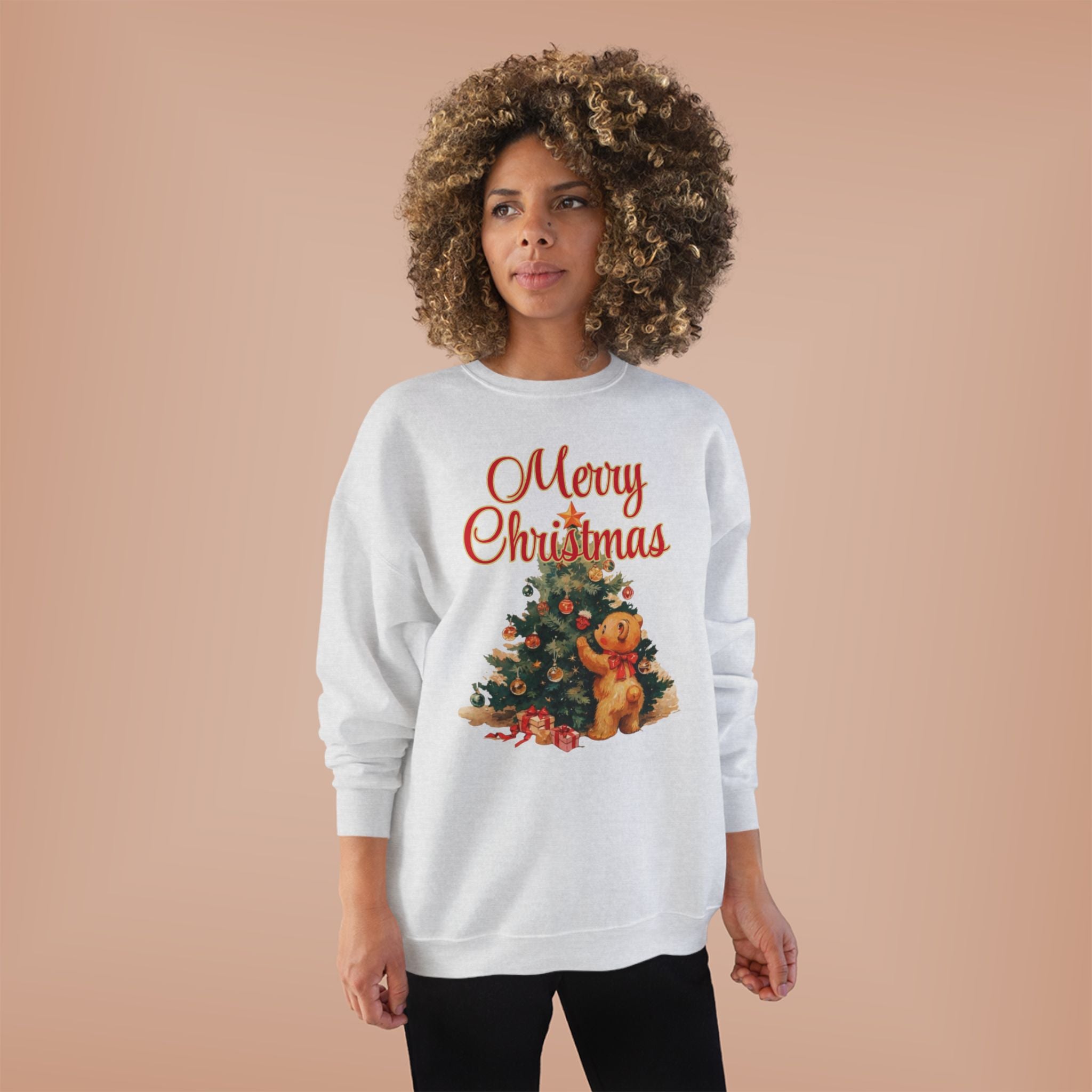 Christmas Tree Teddy Sweatshirt — Vintage Holiday Crewneck