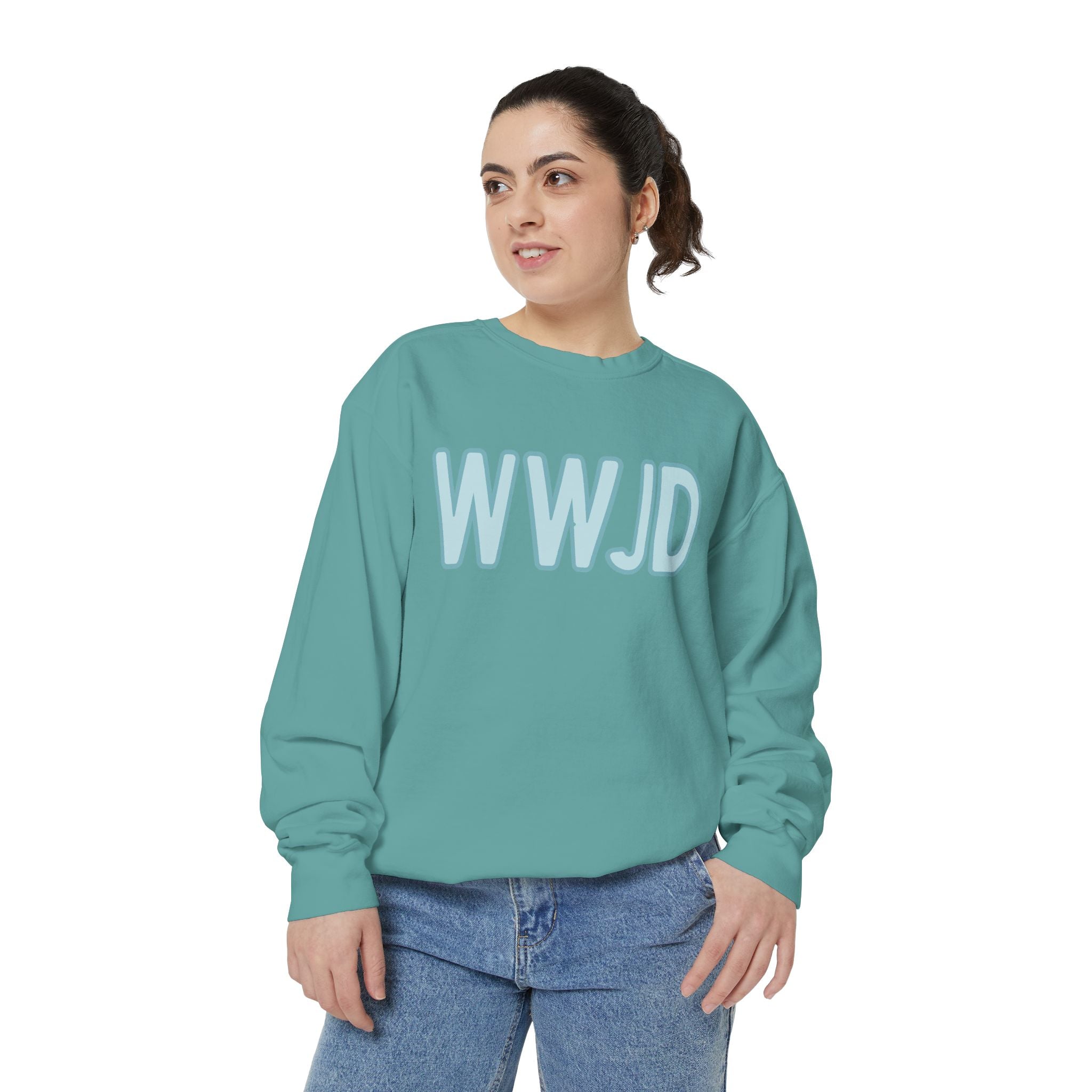 Unisex WWJD Garment-Dyed Sweatshirt